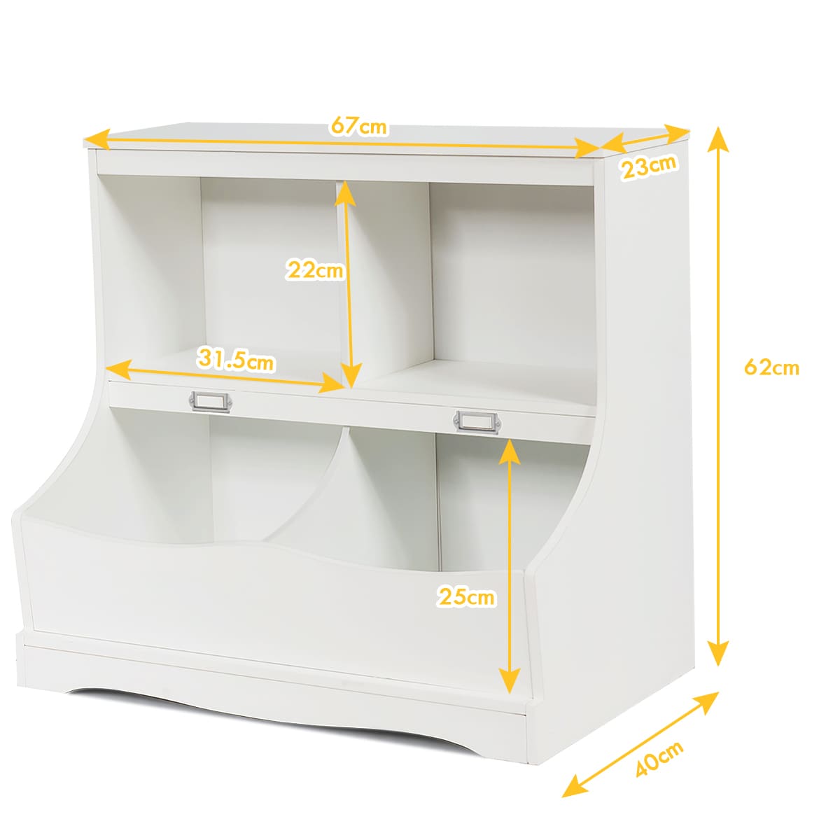 VEIKOUS Kids Toy Storage Organizer Toddler's Room Chest Cabinet Drawers with Wheels Bookcase, White, 40 in.