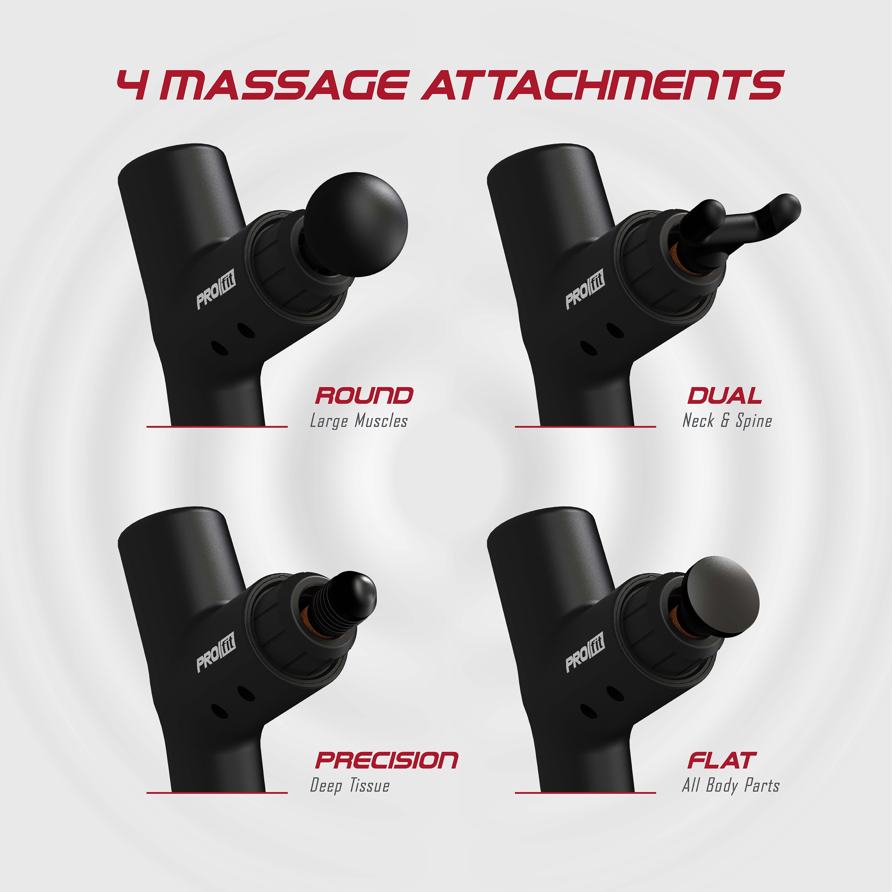 tzumi Rechargeable Battery Percussive Massager with Case - Black, 4  Attachment Heads, 6 Speed Settings in the Stretching & Recovery department  at
