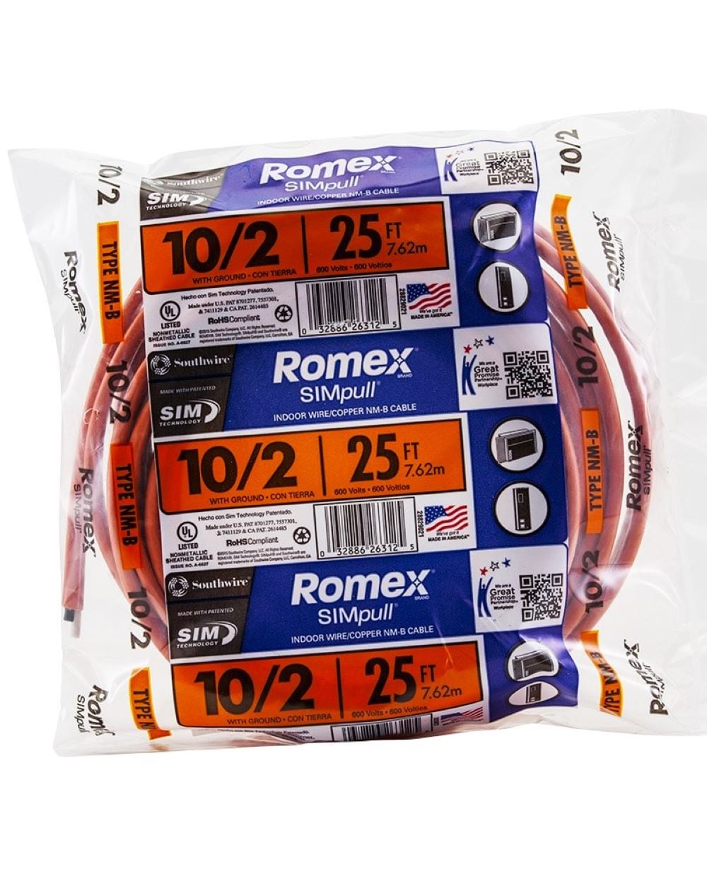 Southwire 15-ft 10/2 Romex SIMpull Solid Indoor Non-Metallic Wire  (By-the-roll) in the Non-Metallic Wire department at