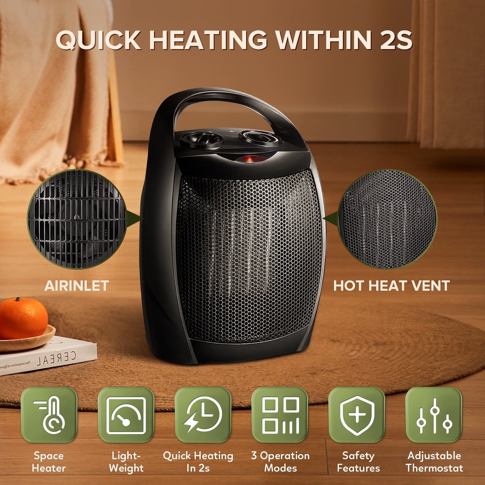 COWSAR LSCE56SPH902BK Portable-Electric-Heat - View #2