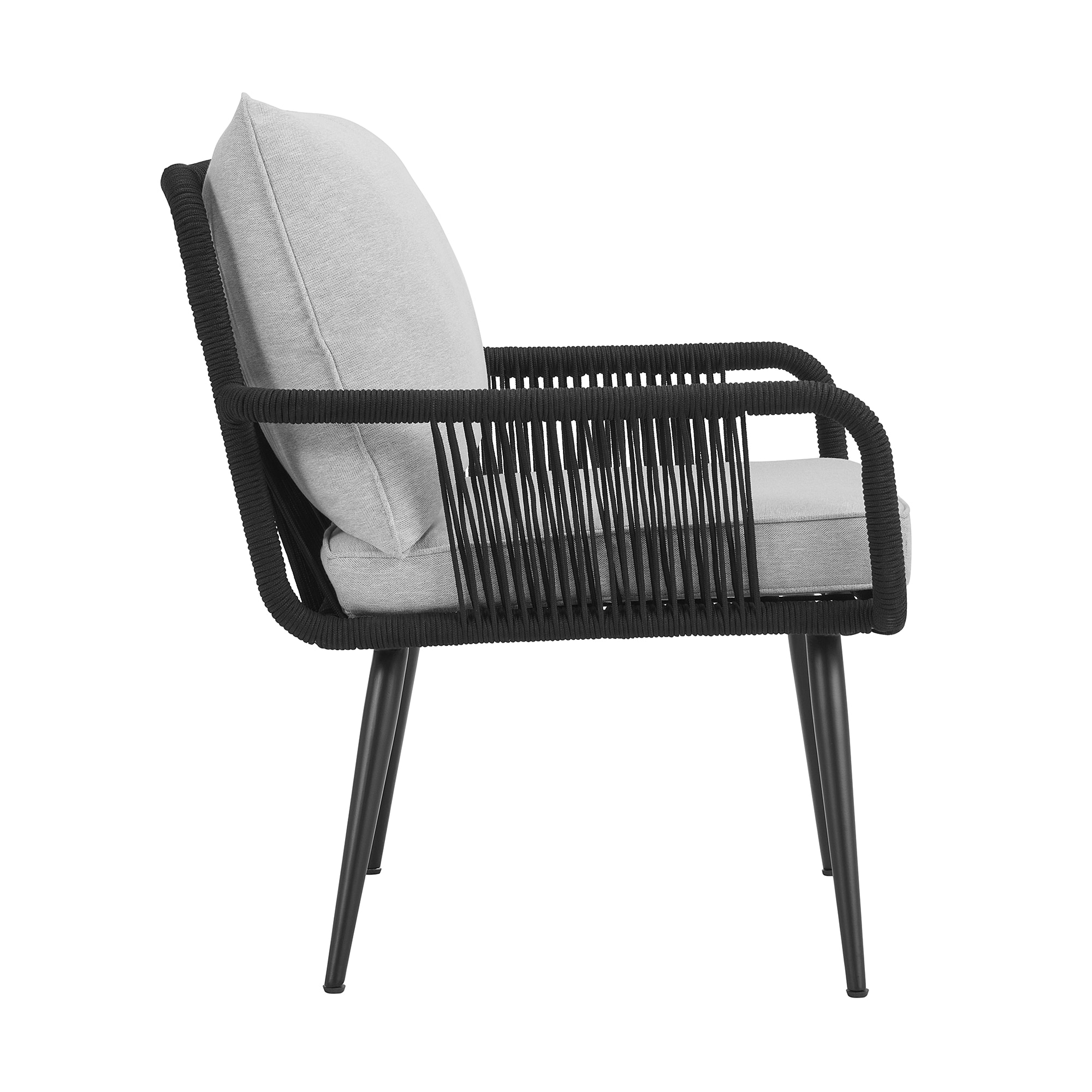 Andover Light Gray Rope Frame Outdoor Dining Chairs with Cushions, Set of Two