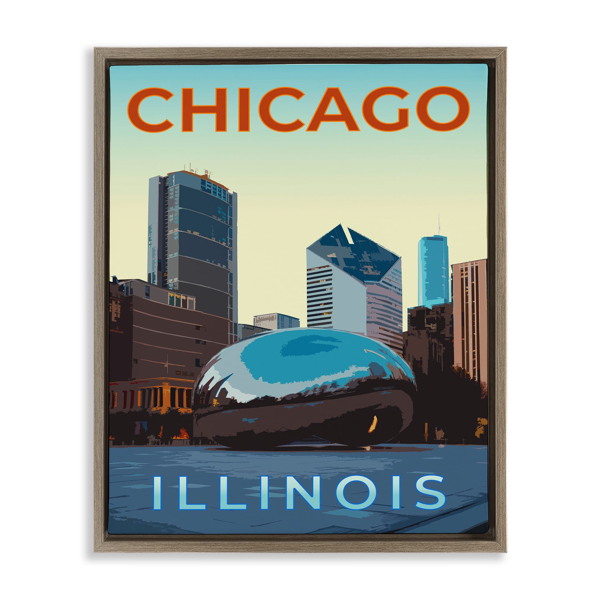 Stupell Industries BS-384-FFE-24X30 Chicago Bean Landmark Floating Frame design by Victoria Barnes