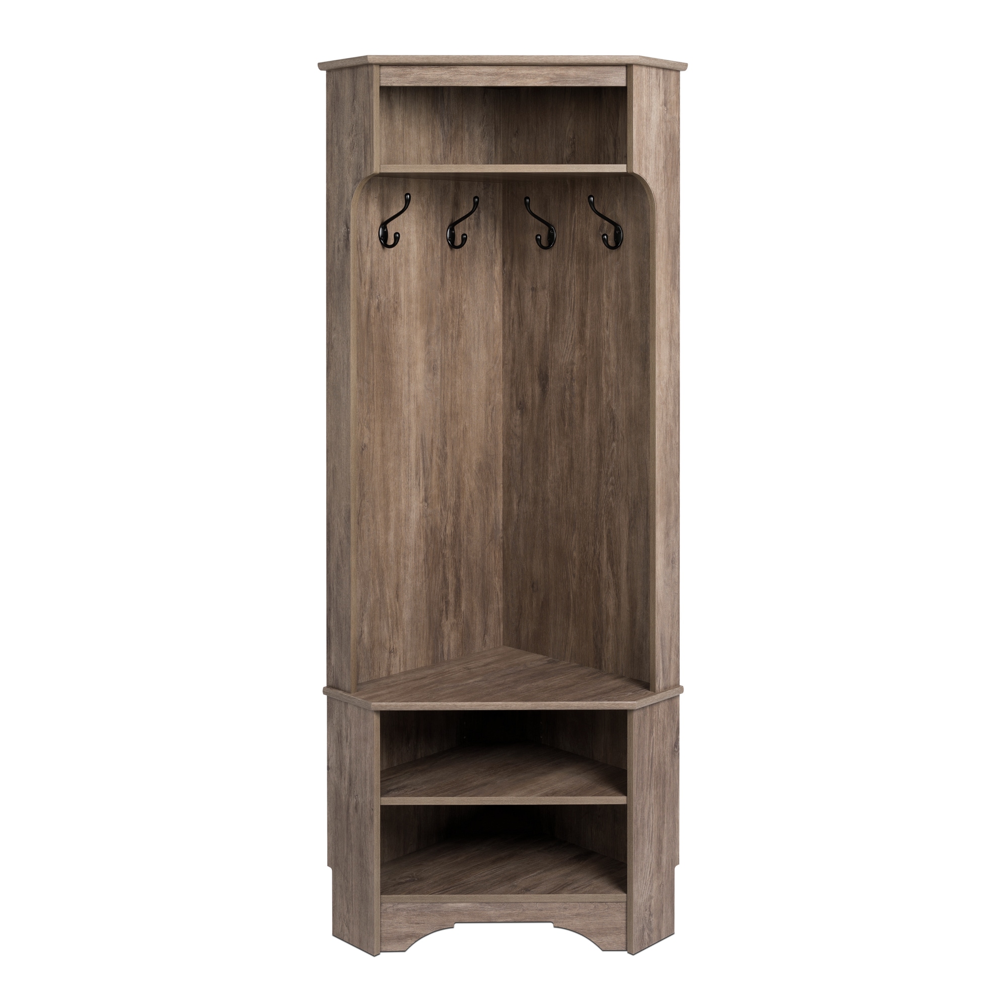 Prepac Entryway Hall Tree with Bench and Storage Drifted Gray Transitional Style 30.5inW