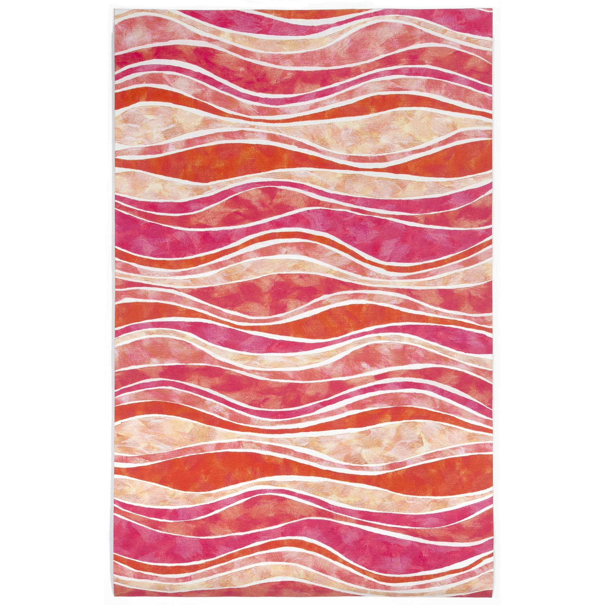 Liora Manne VEB80312637 Visions III 8 x 10 (ft) Polyester Pink Rectangular Indoor/Outdoor Abstract Coastal Area rug