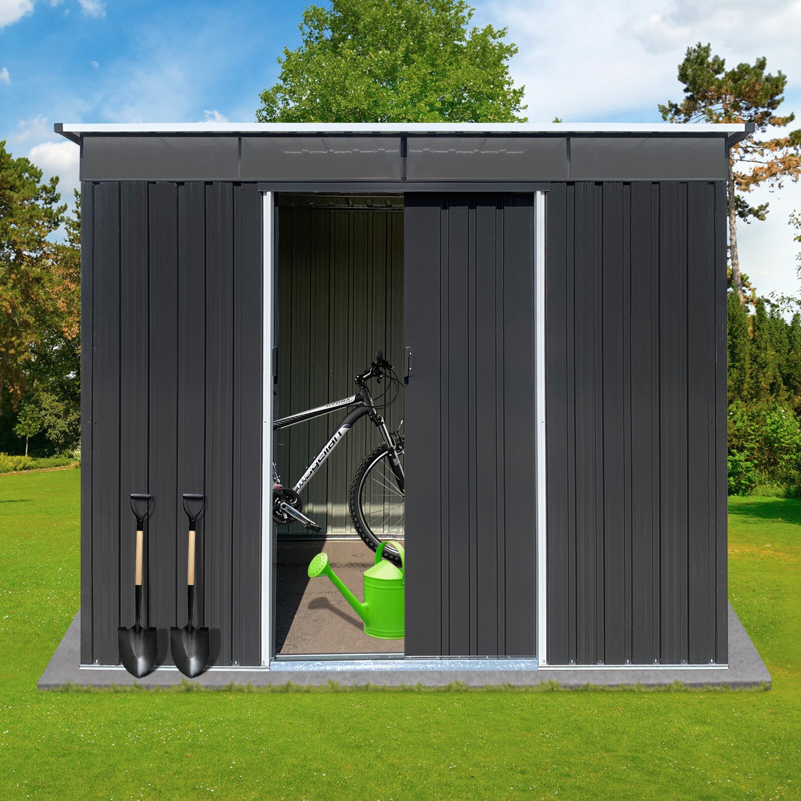 Tatayosi Metal garden sheds 8ftx6ft outdoor storage sheds Acrylic Total