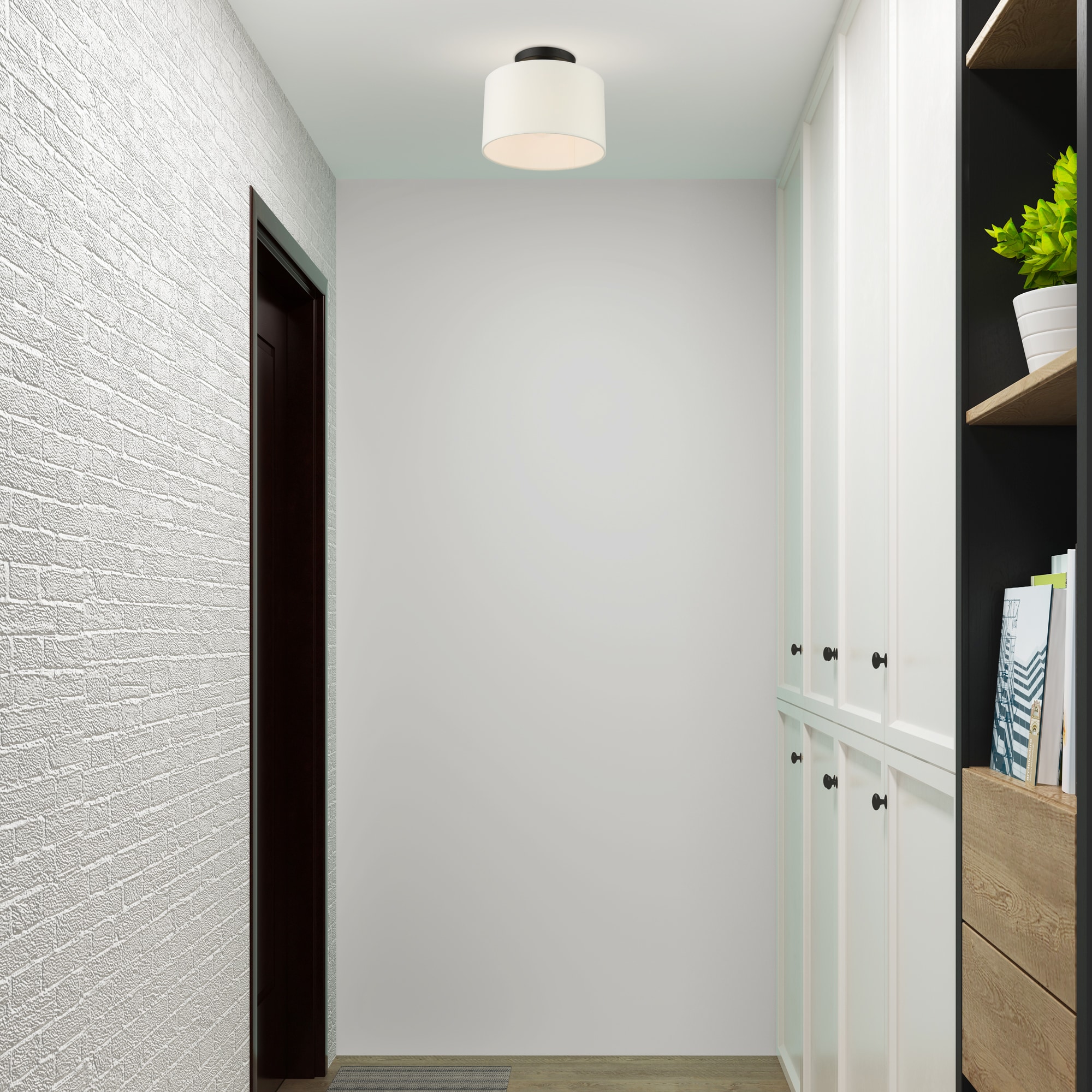 Black Nickel Glass Drum LED Indoor/Outdoor Light