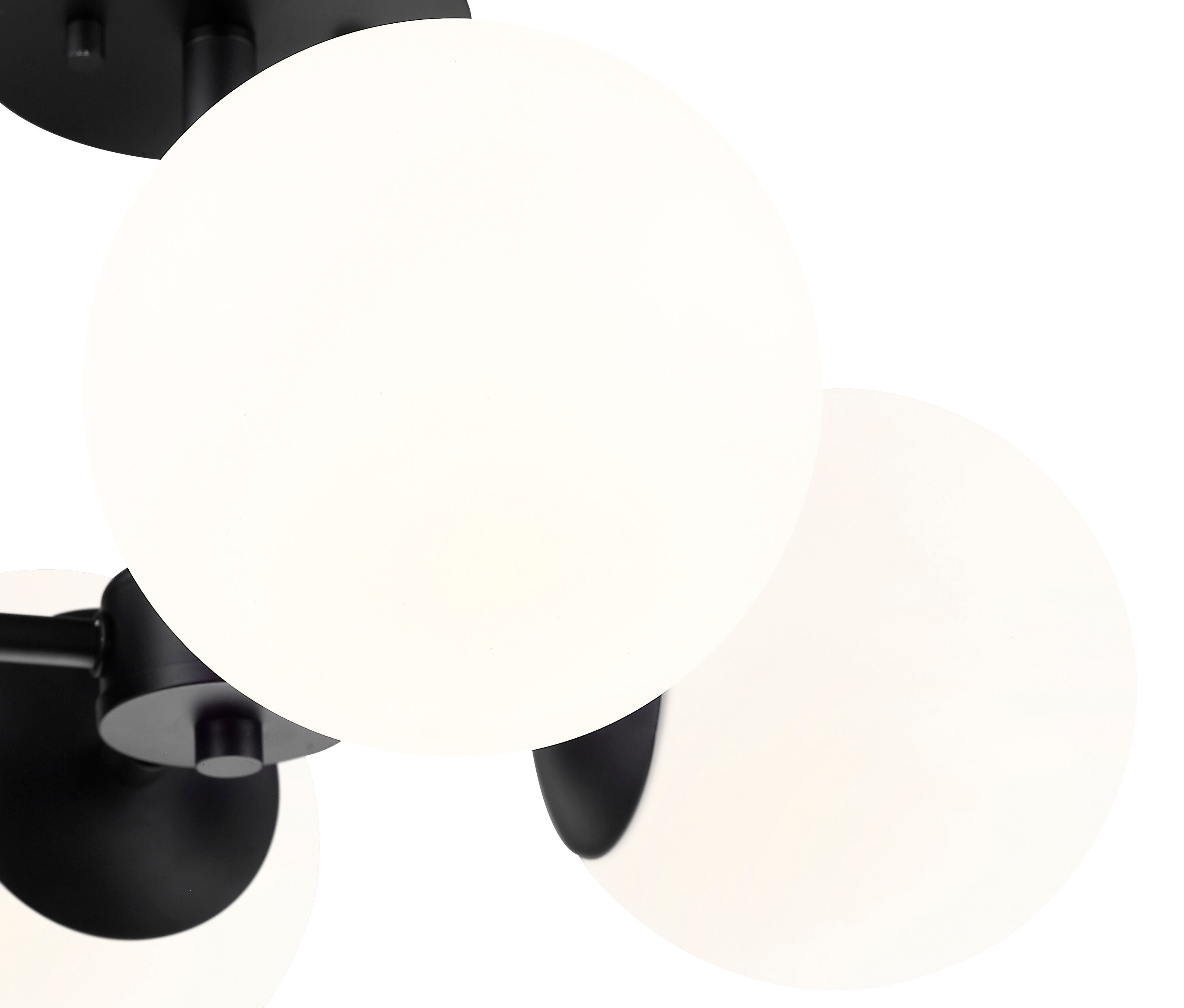 Matte Black Steel Frame with Opal Glass Globe 18" Pendant Light