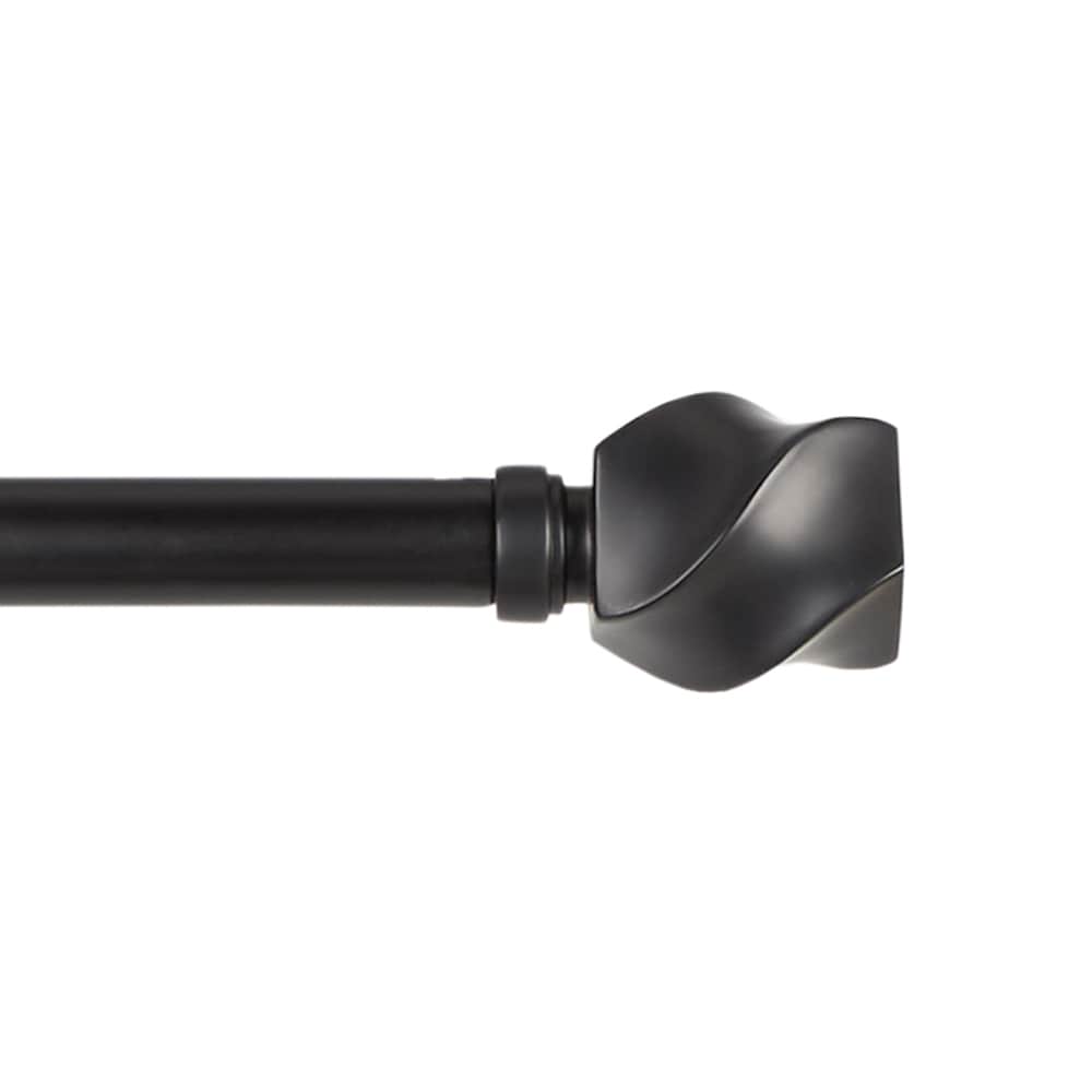Exclusive Home RD014893DSEHB1 A112 66-in to 120-in Matte Black Iron Single curtain rod with Finials