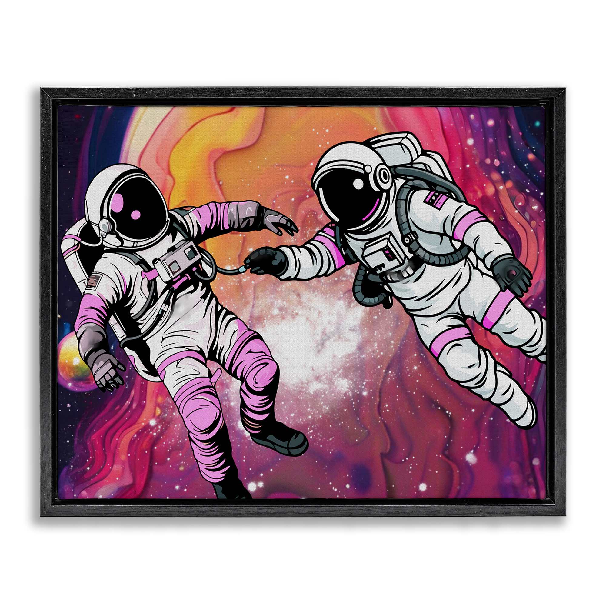Stupell Industries BS-067-FFB-24X30 Swirling Cosmic Space Astronauts Floating Frame design by Jesse Keith