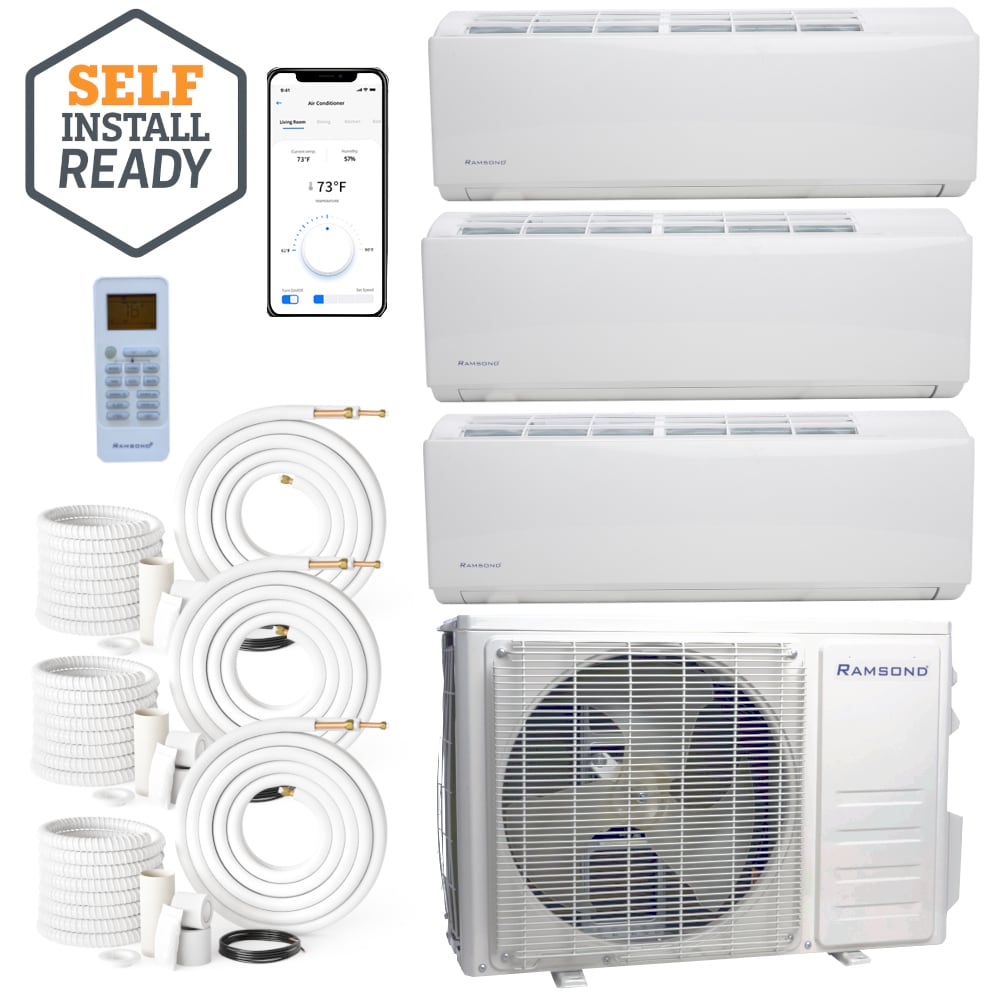 Ramsond RDZ 3 zone 28000-BTU Ductless Mini Split Air Conditioner Heat Pump Included with 230-Volt