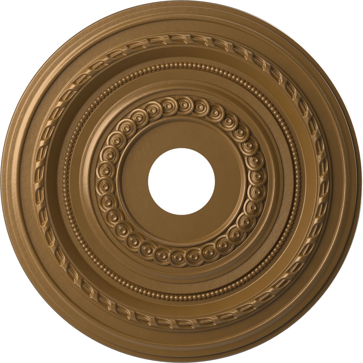 Ekena Millwork CMP19COCGH Cole Thermoformed 19-in W x 19-in L Painted Metallic Gold Rush PVC Whole Ceiling Medallion