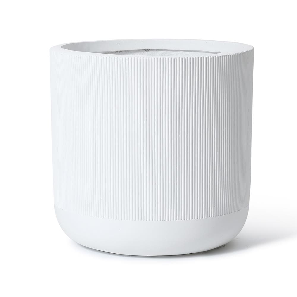LuxenHome WHPL1971-W Round 14.8-in W x 13.6-in H x White Mixed/Composite Indoor/Outdoor Planter