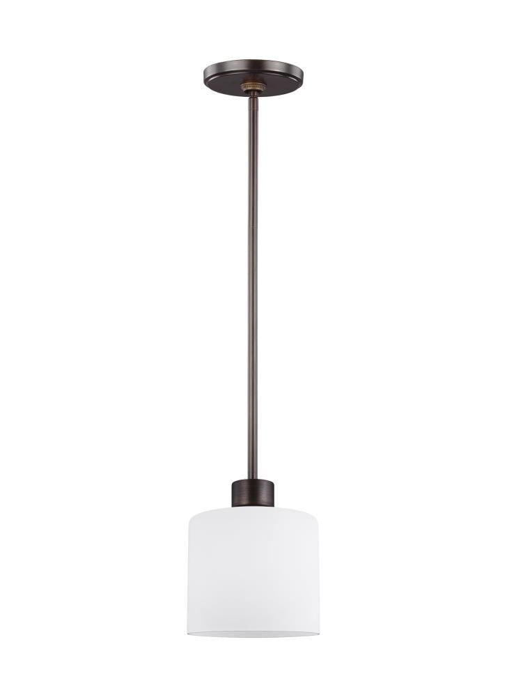 Canfield Contemporary Mini-Pendant in Bronze with Etched Glass