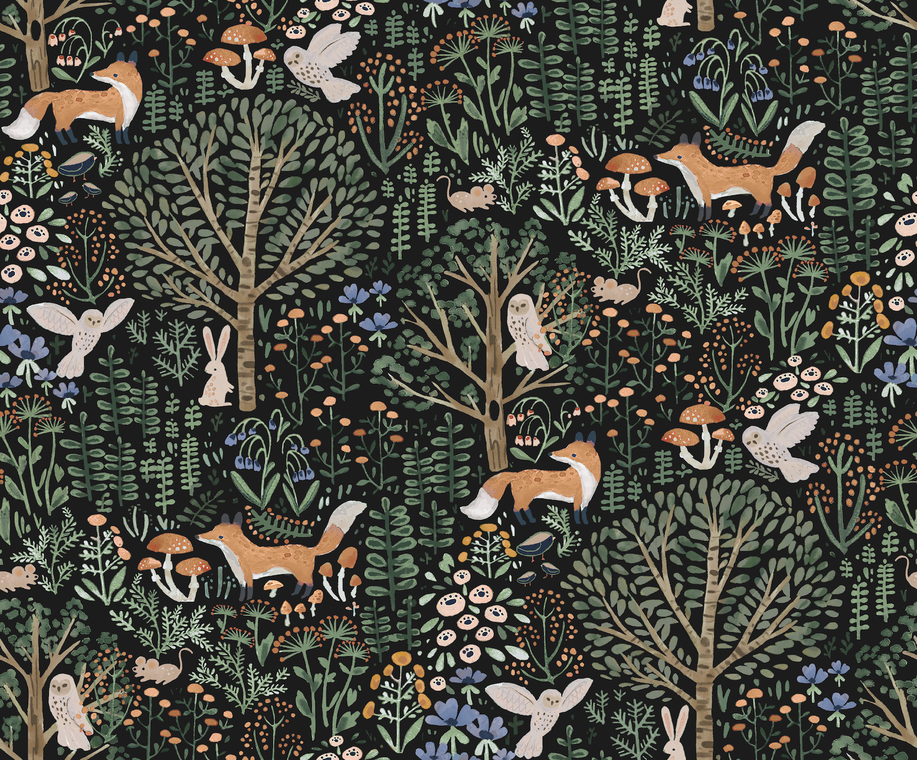 RoomMates RMK12558PLW 30.8-Sq. Feet Black Vinyl Animals Self-adhesive Peel and Stick Wallpaper