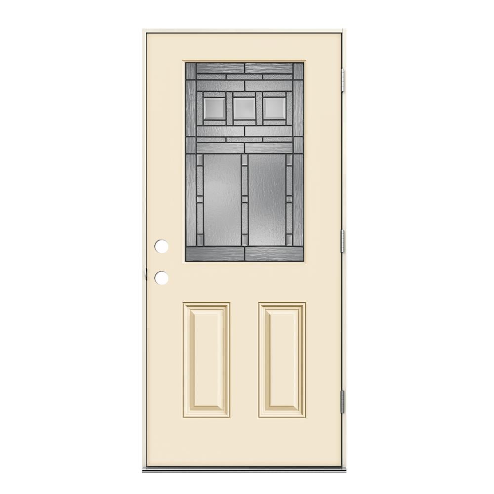 Jeld Wen Craftsman 36 In X 80 In X 4 9 16 In Fiberglass Half Lite Left Hand Outswing Bisque