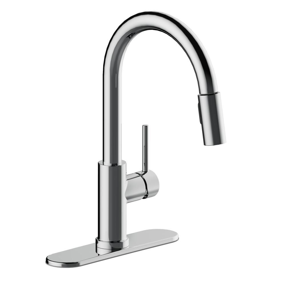 Eastport II Polished Chrome Single Handle Pull-down Kitchen Faucet with Sprayer | - Design House 593814