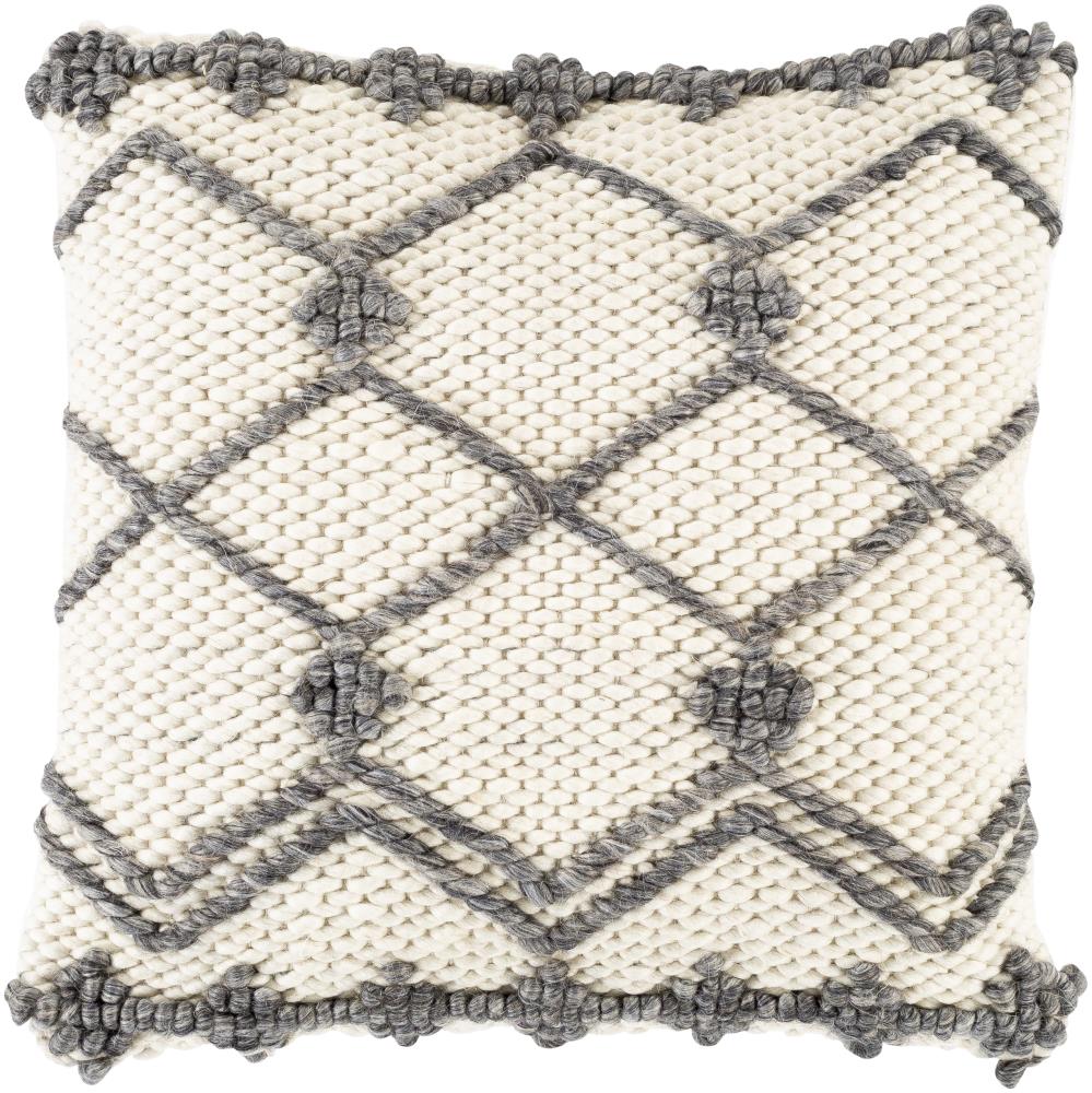 Surya AKN003-1818P Anniken 18-in x 18-in Cream Square Indoor Decorative Pillow