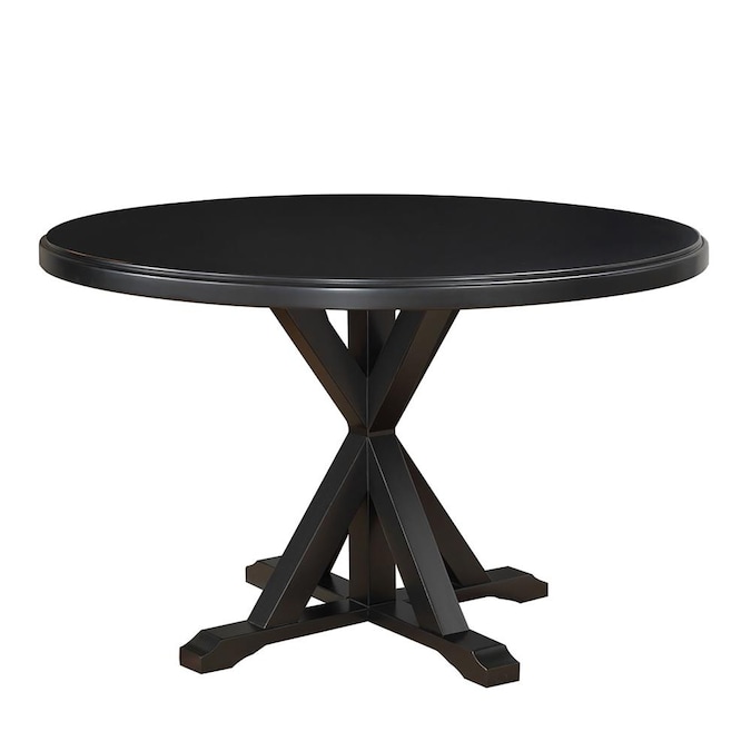 Ina Cottage Monet Antique Black, Round Table Pedestal Base Black
