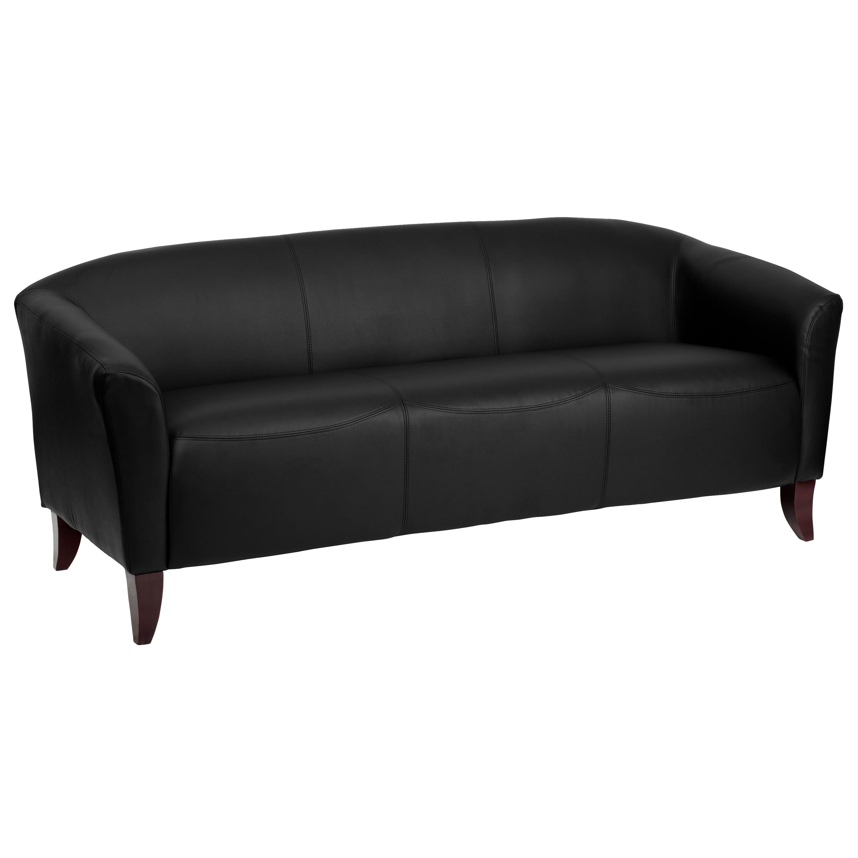 Flash Furniture Imperial Modern Black Faux Leather Sofa in the Couches