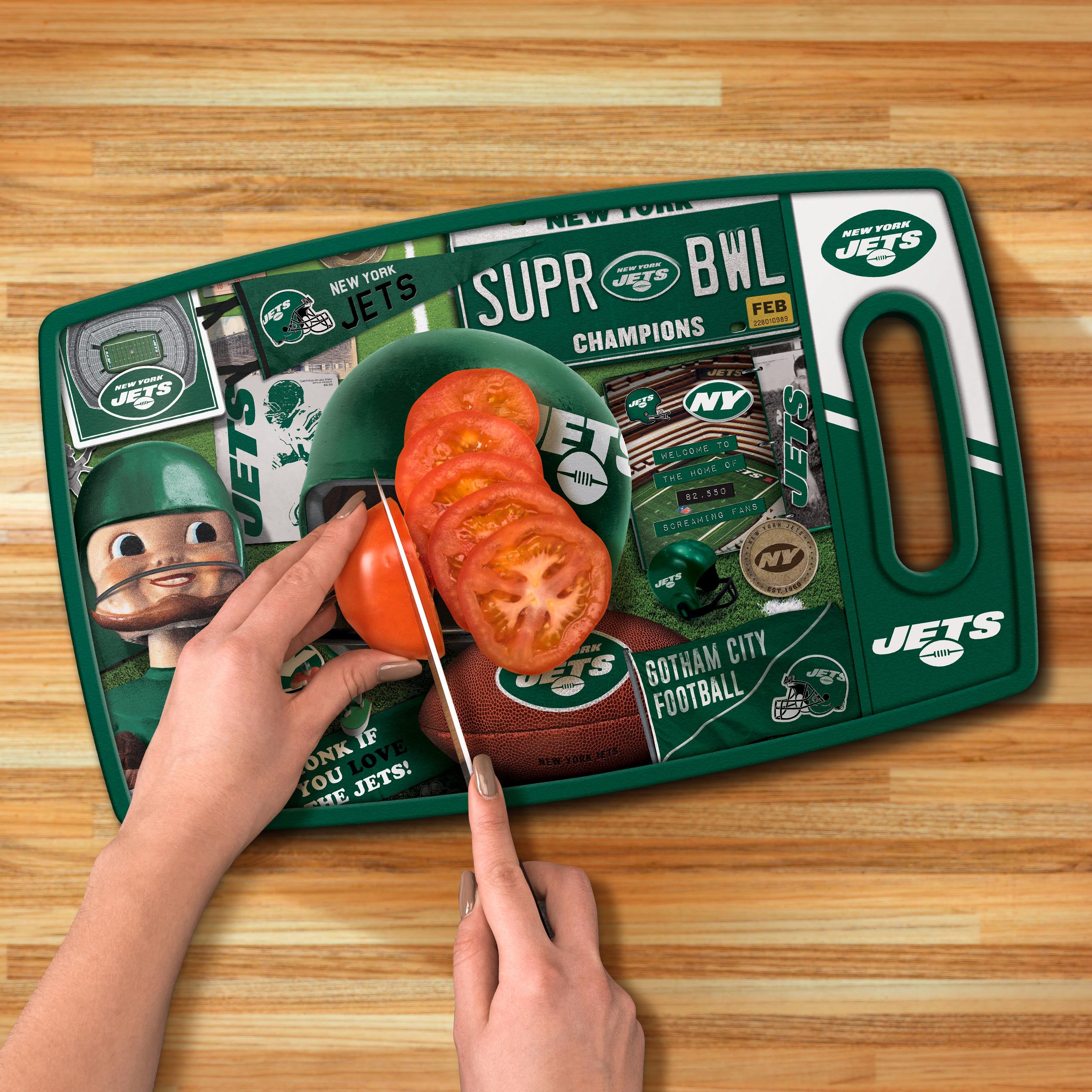 Sportula New York Jets Retro Series Cutting Board 9-in L x 14.5-in W  Plastic Cutting Board in the Cutting Boards department at