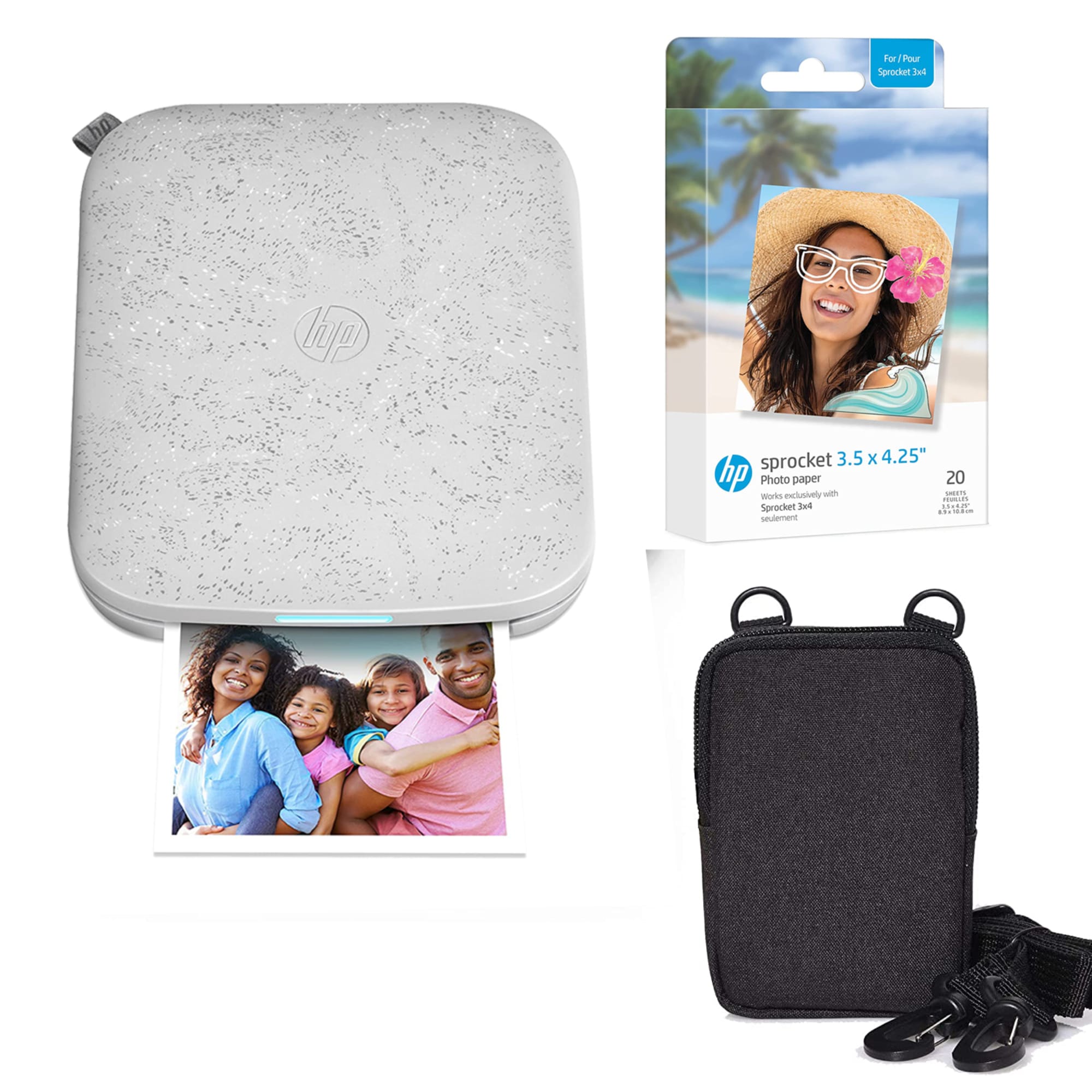 HP Sprocket 3x4 Portable Instant Photo Printer Bundle with Case and Zink Paper