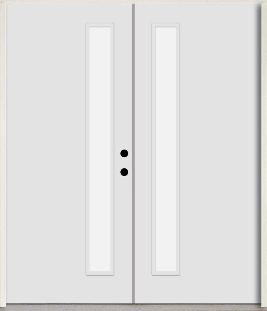 RELIABILT LO1065050 Spotlights 72-in x 80-in x Fiberglass 1/4 lite Left-hand inswing Arctic White Paint Painted Prehung Double Front Door Insulating core