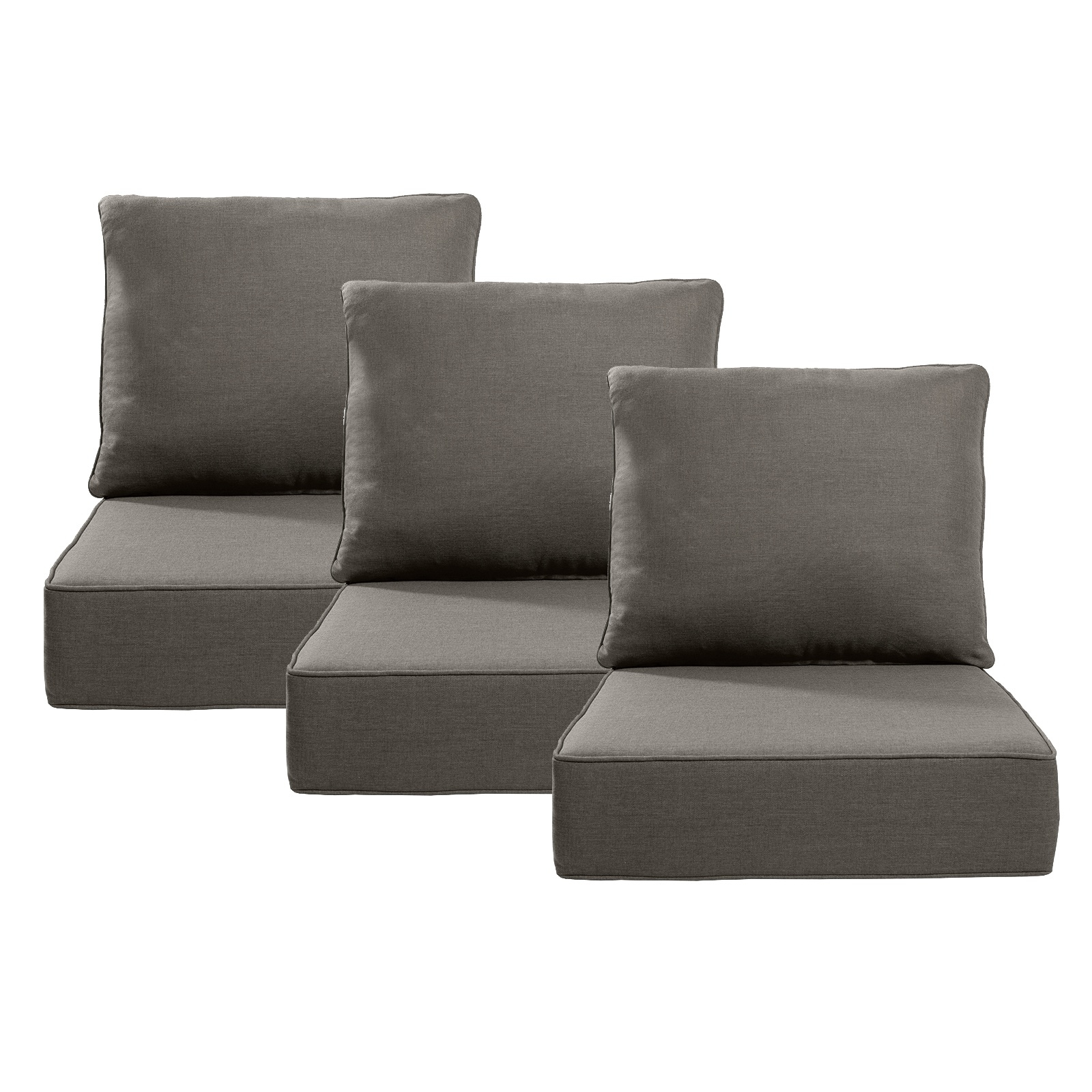 Pocassy PJZBDJH006-3AAA 24-in x 22-in 6 -Piece Gray Patio chair cushion