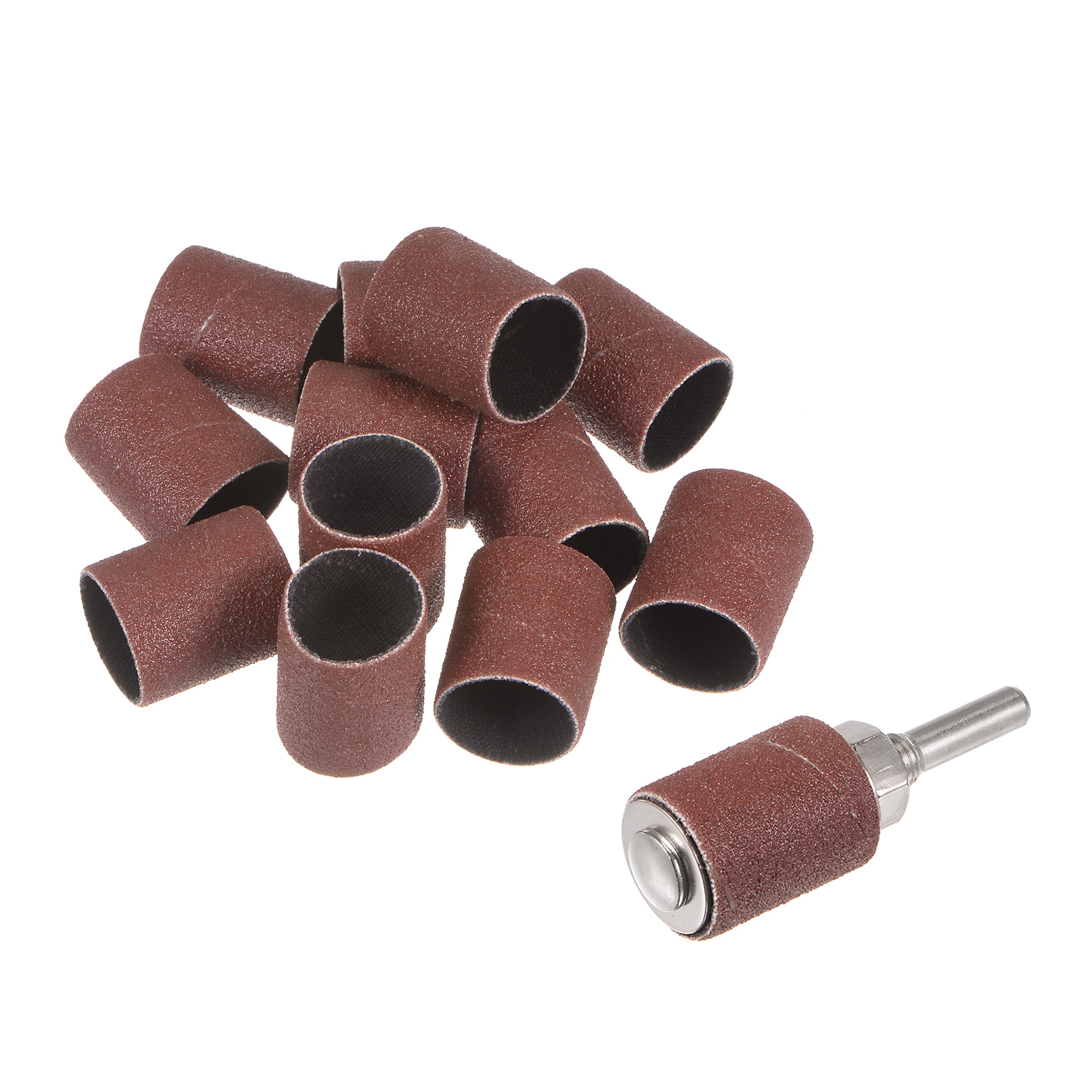 Unique Bargains 12pcs 3/4 Inch Sanding Sleeves Sandpaper Set 120 Grit with 6mm Drum Mandrels for Rotary Tools