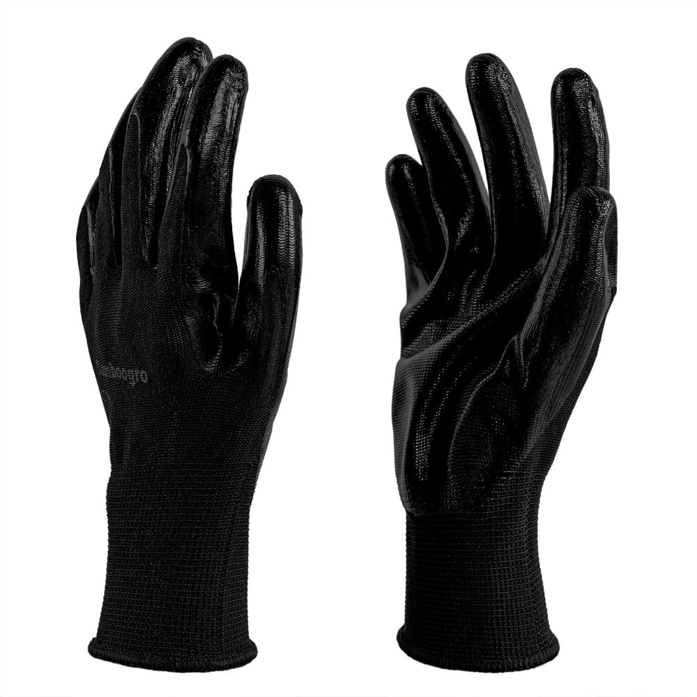 YOSIMFUR Black PU Coated Seamless Knit Work Gloves with Smooth Palm and Fingers Grip for Light General Duty Gardening Landscaping Construction Mechanic and Warehouse Work 50 Pairs