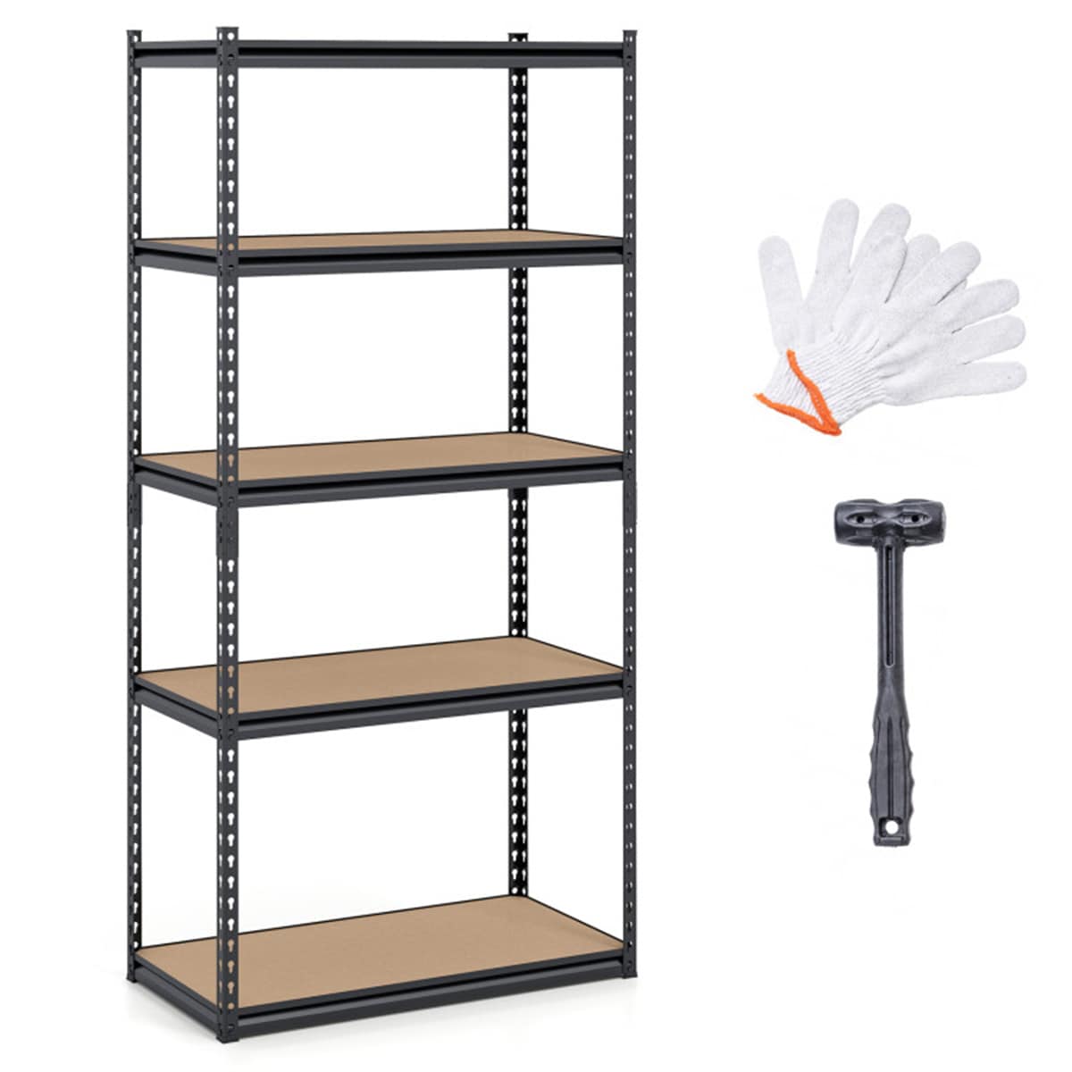 OBERSTER 5 Tier Heavy Duty Black Garage Shelving Unit 2200 LBS Load ...