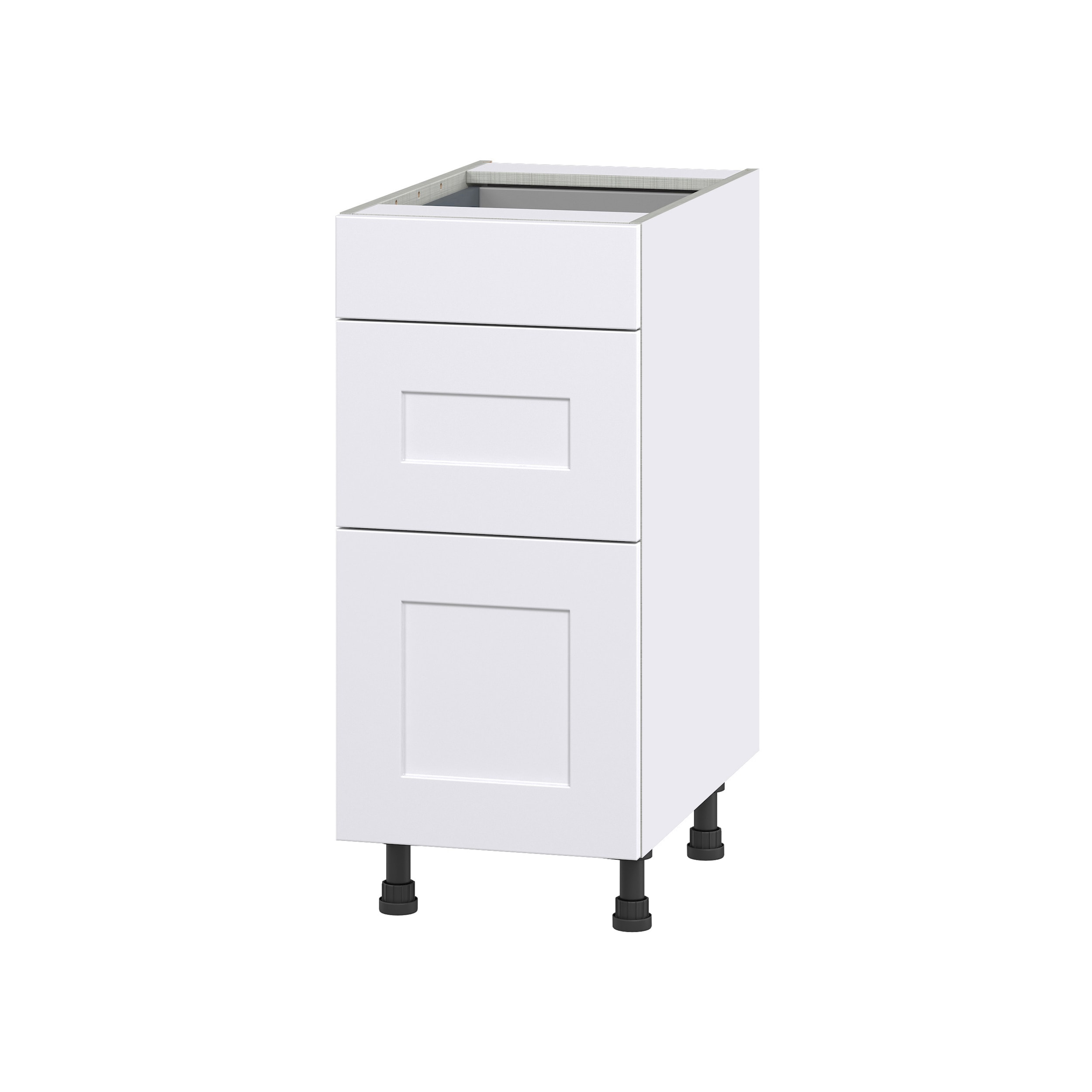 Hugo&Borg DSB3D15-JO Jolie 15-in W x 34.5-in H x 24-in D Warm White 3 -Drawers Drawer Base Fully assembled Cabinet Shaker)