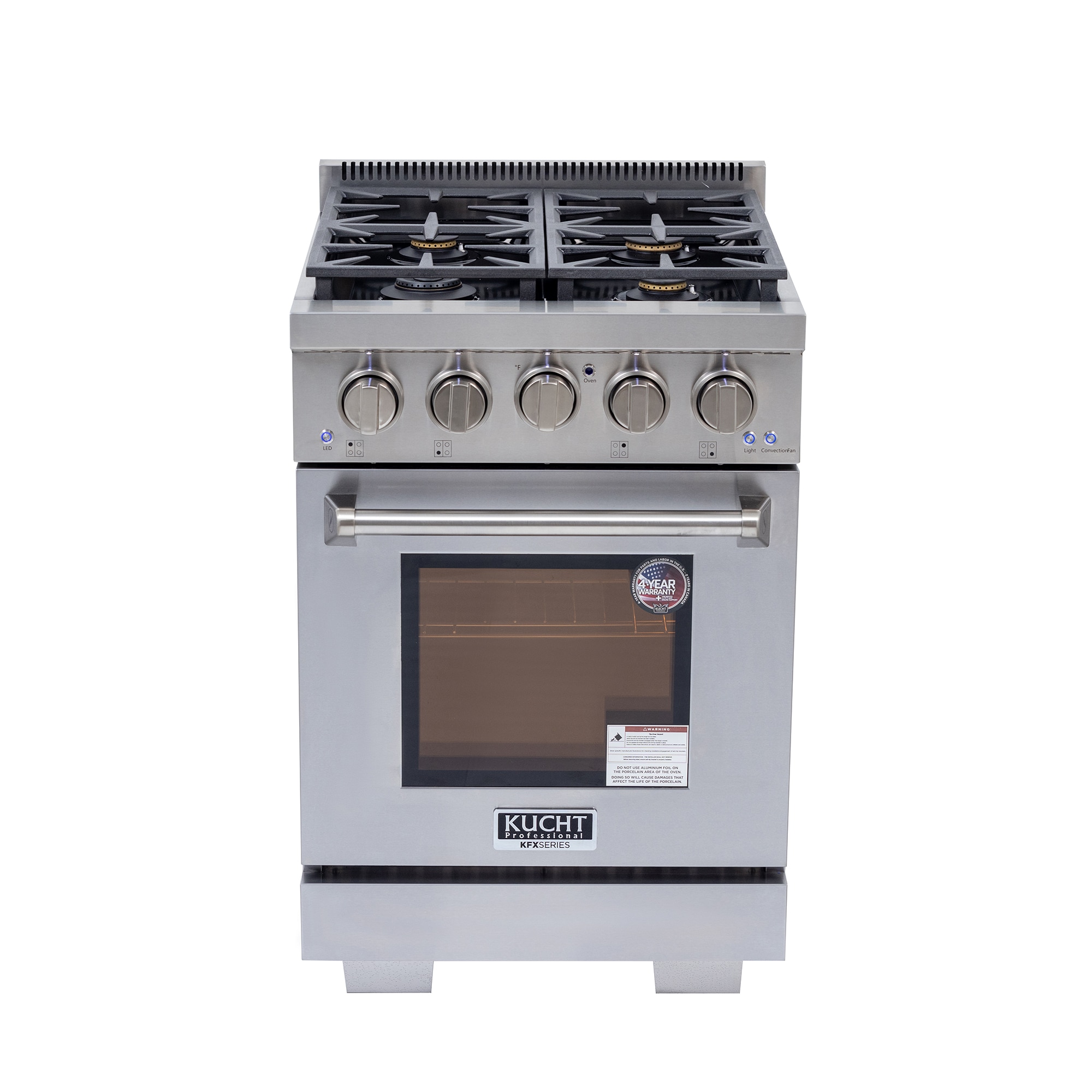 Kucht 24-in 4 burners 2.5-cu ft Convection Oven Freestanding Natural Gas Range ( Stainless Steel ) #KFX2400X-S