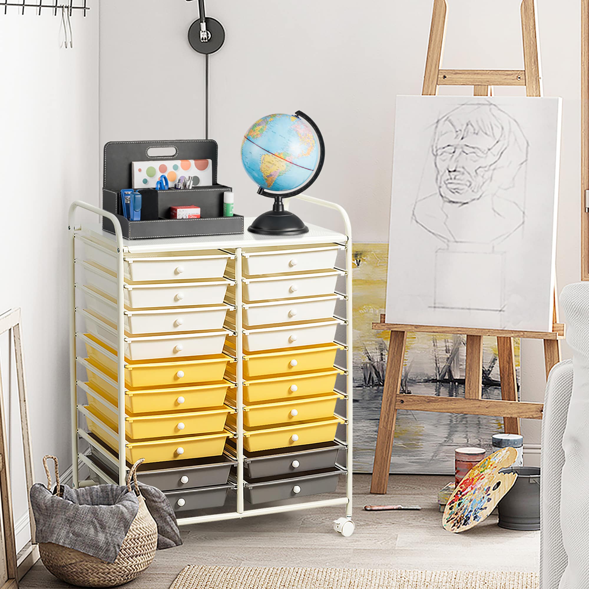 15 Drawer Rolling Storage Cart Tools Scrapbook Paper Office School  Organizer