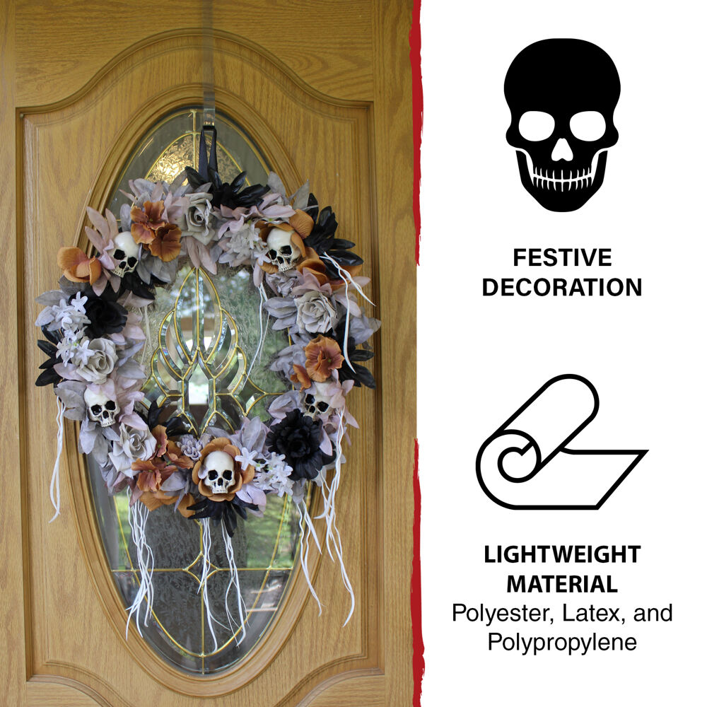 Haunted Hill Farm HHWRTHSKL-7 Artificial-Halloween-Wreaths - View #4