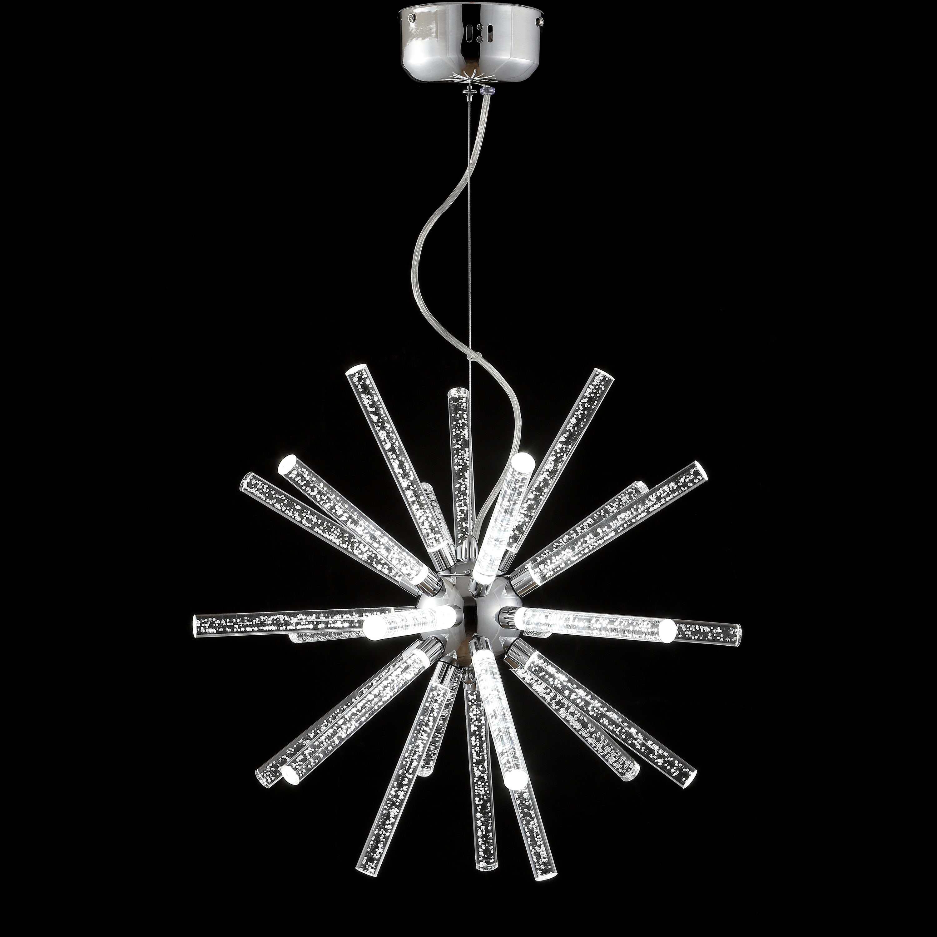 Soyuz 19.5" Chrome Starburst Adjustable LED Pendant Light