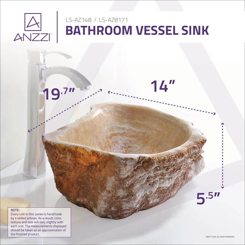 ANZZI Desert Shell Honey Onyx Stone Vessel Oval Modern Bathroom Sink ...