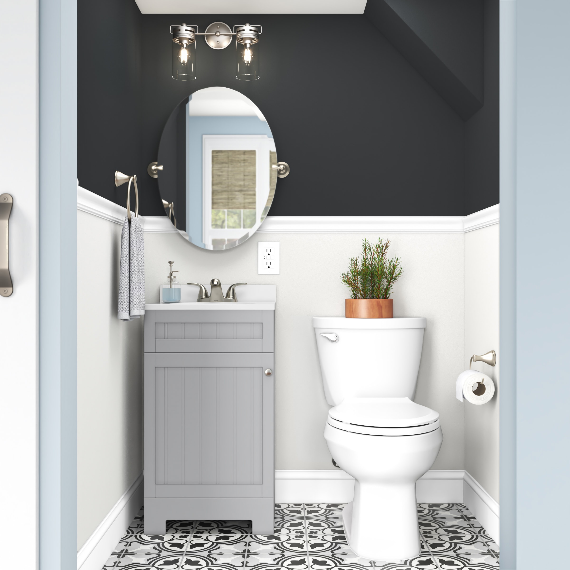 Moen Sage 22.79-in x 26-in Brushed Nickel Oval Frameless Bathroom Vanity  Mirror in the Bathroom Mirrors department at