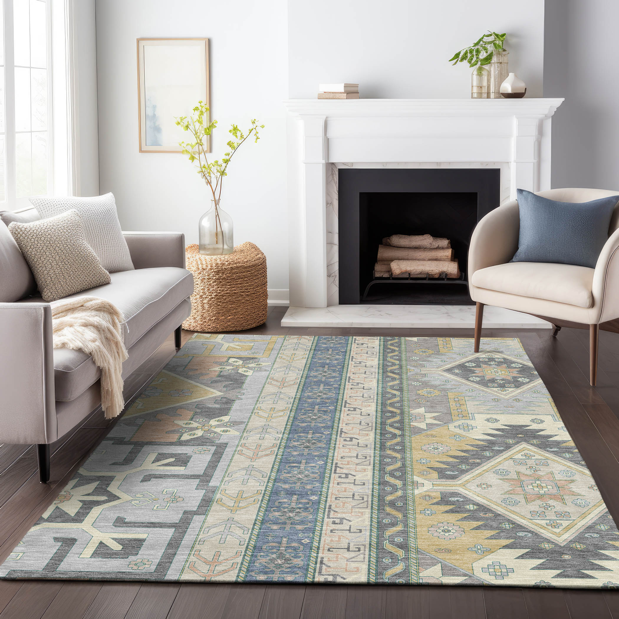 Addison Rugs ACN1015SV10X14 Chantille ACN1015SV 10 x 14 (ft) Polyester Silver Rectangular Indoor/Outdoor Geometric Machine washable Area rug