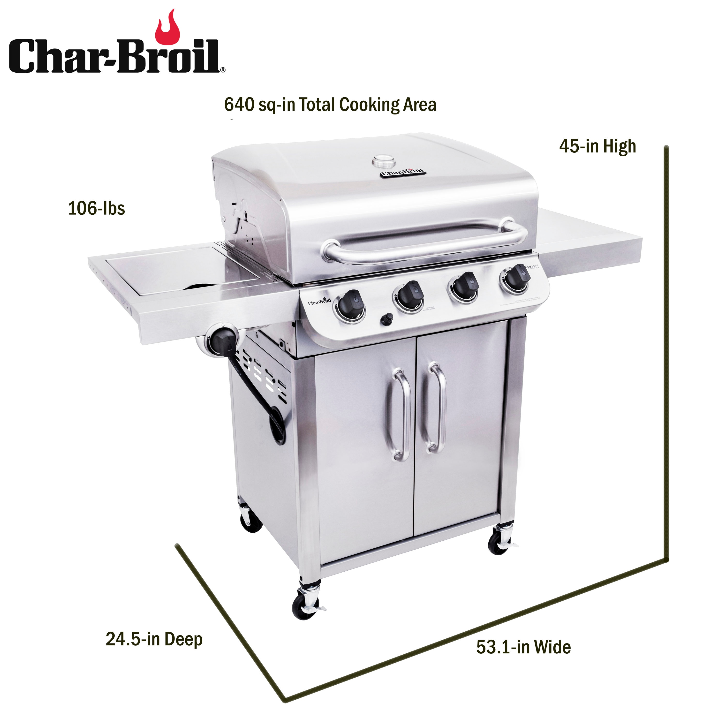 Touhou forsvar nikotin Char-Broil Performance Series Stainless 4-Burner Liquid Propane Gas Grill  with 1 Side Burner in the Gas Grills department at Lowes.com