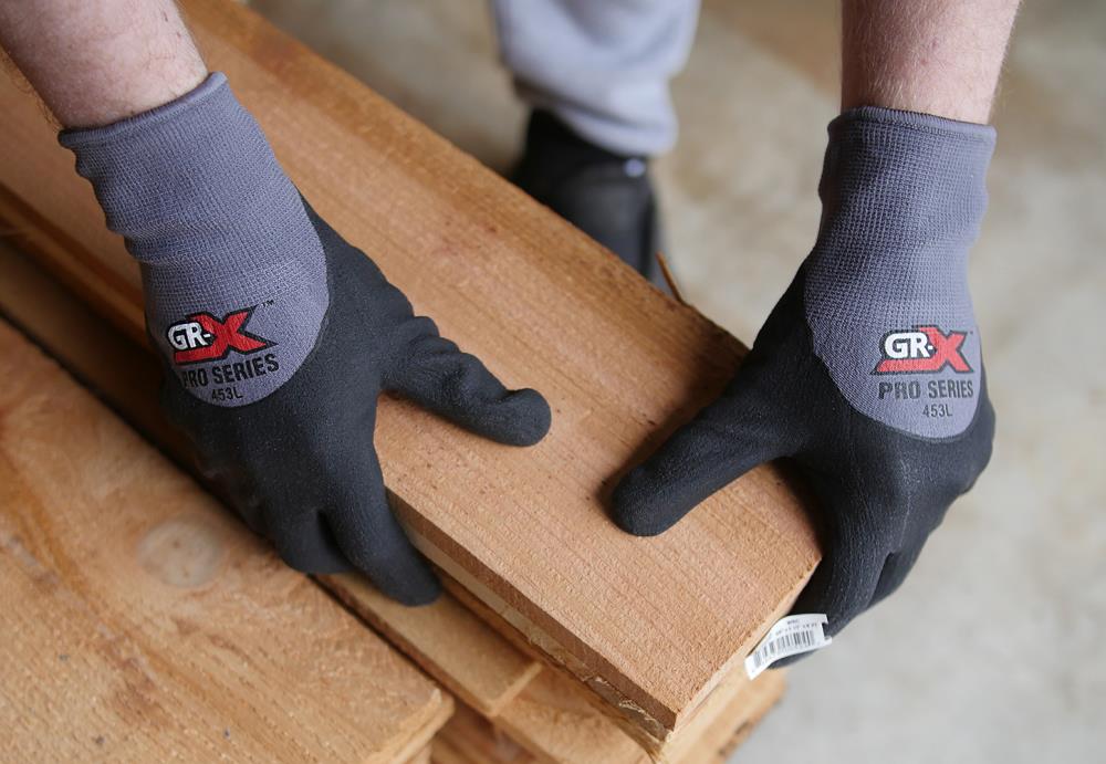 GRX Mens Work Gloves Bulk 12 Pairs, Breathable Nitrile Gloves Large XL &  Med