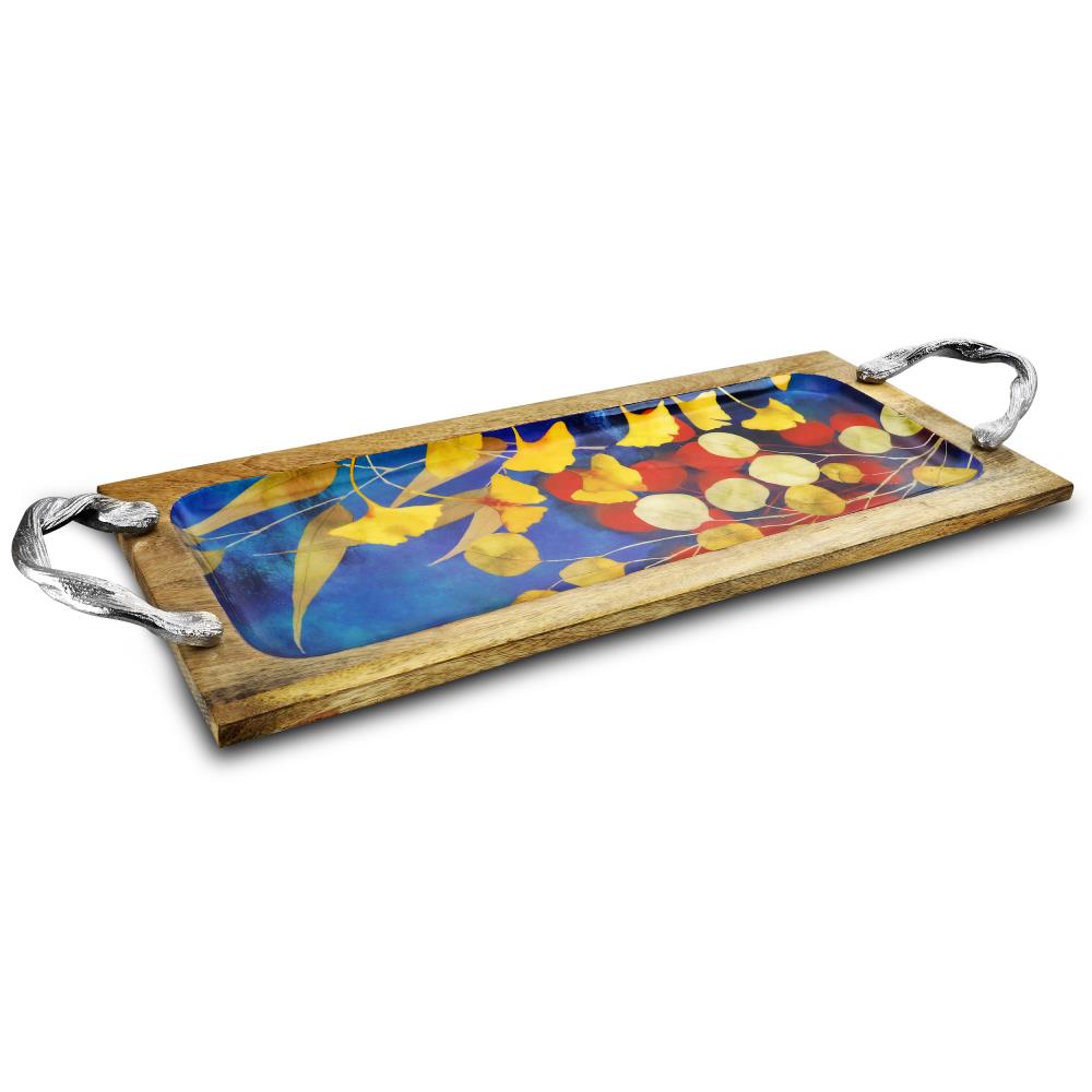 Gibson Elite 849112491M Philomena 24.25-in x 9-in Blue Rectangle Serving Platter