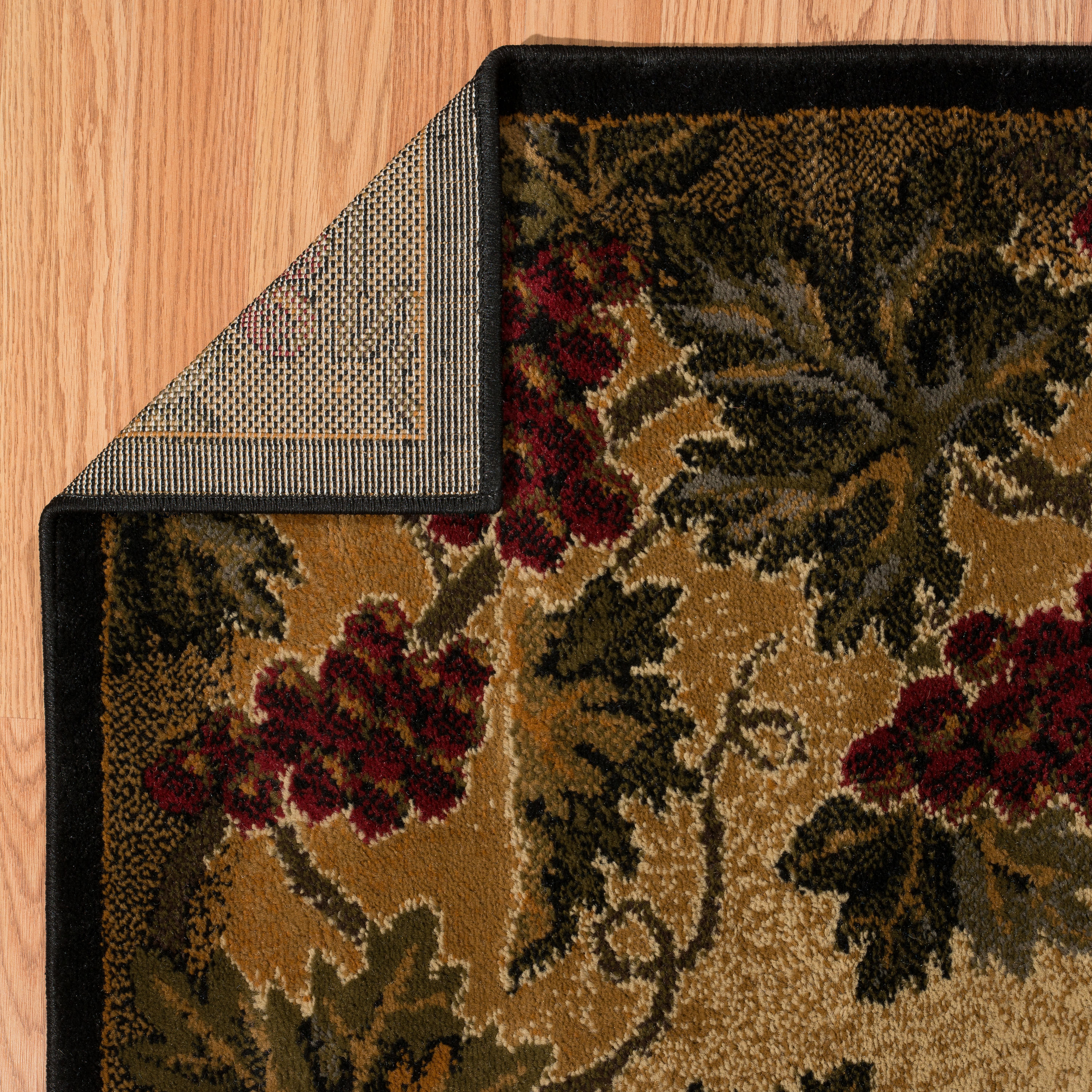 Ivory and Burgundy Floral Polypropylene Rectangular Area Rug