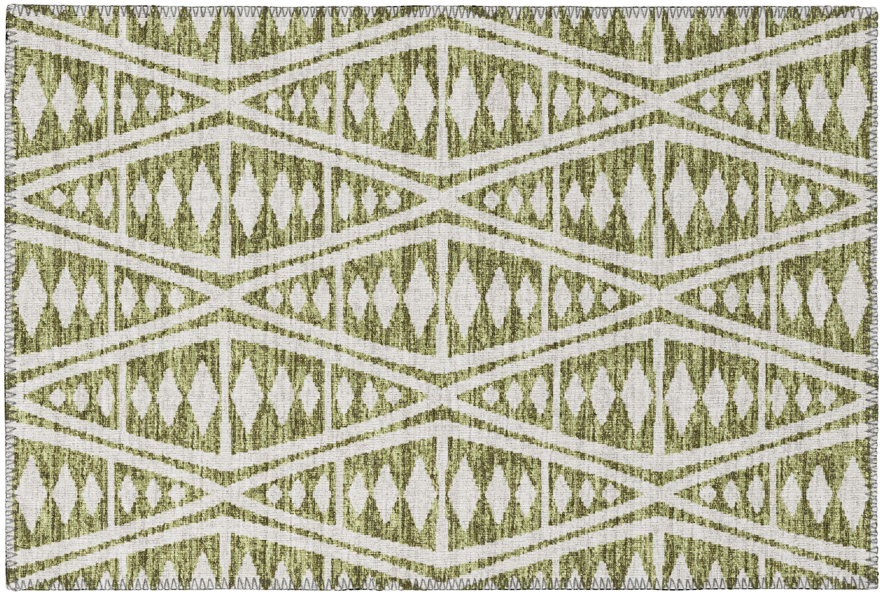 Addison Rugs Indoor/ Outdoor Addison Yuma Southwest Tribal WashableArea Rug 1'8" x 2'6" - Olive