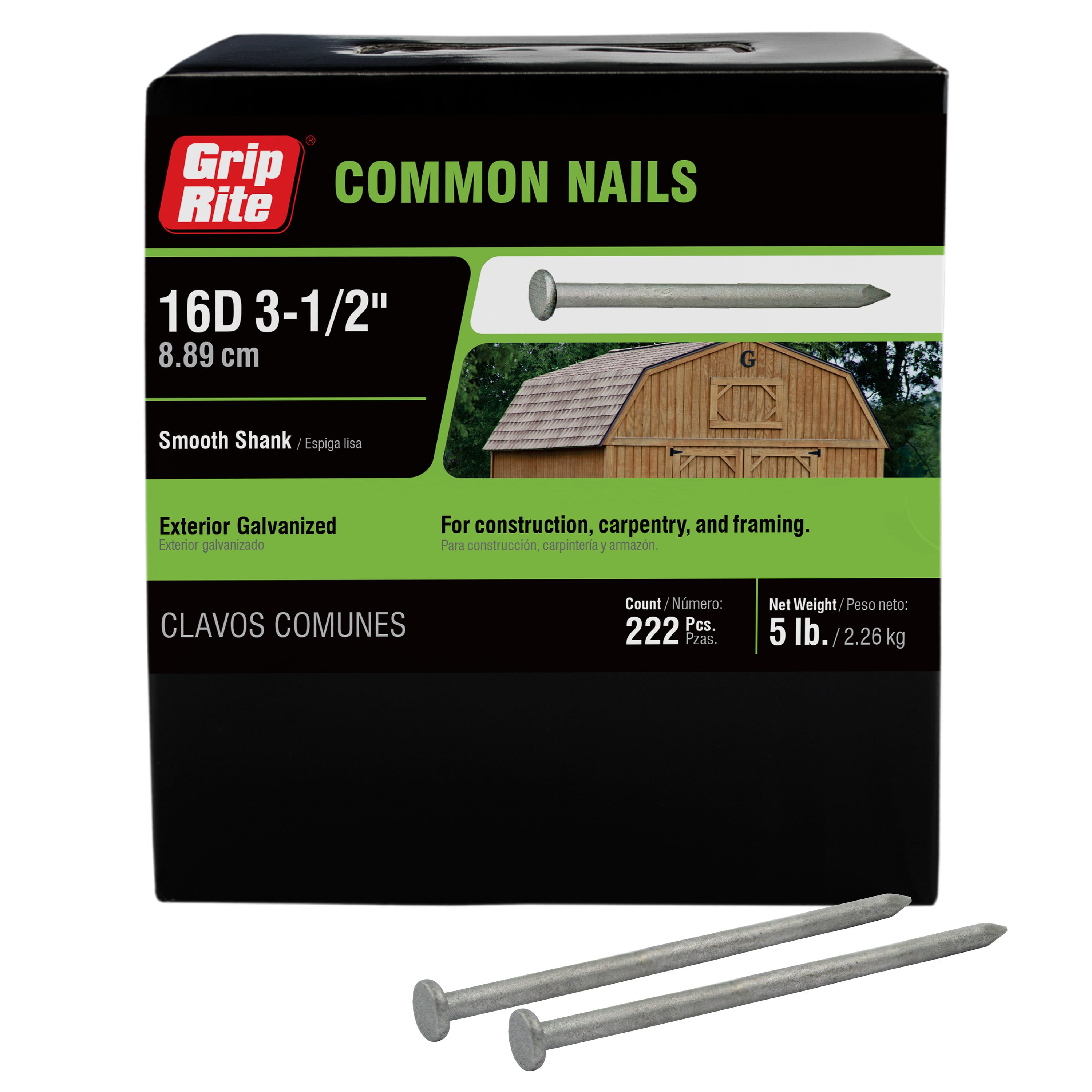 Grip-Rite 3-1/4-in 9-Gauge Common Nails (57-Per Box) in the
