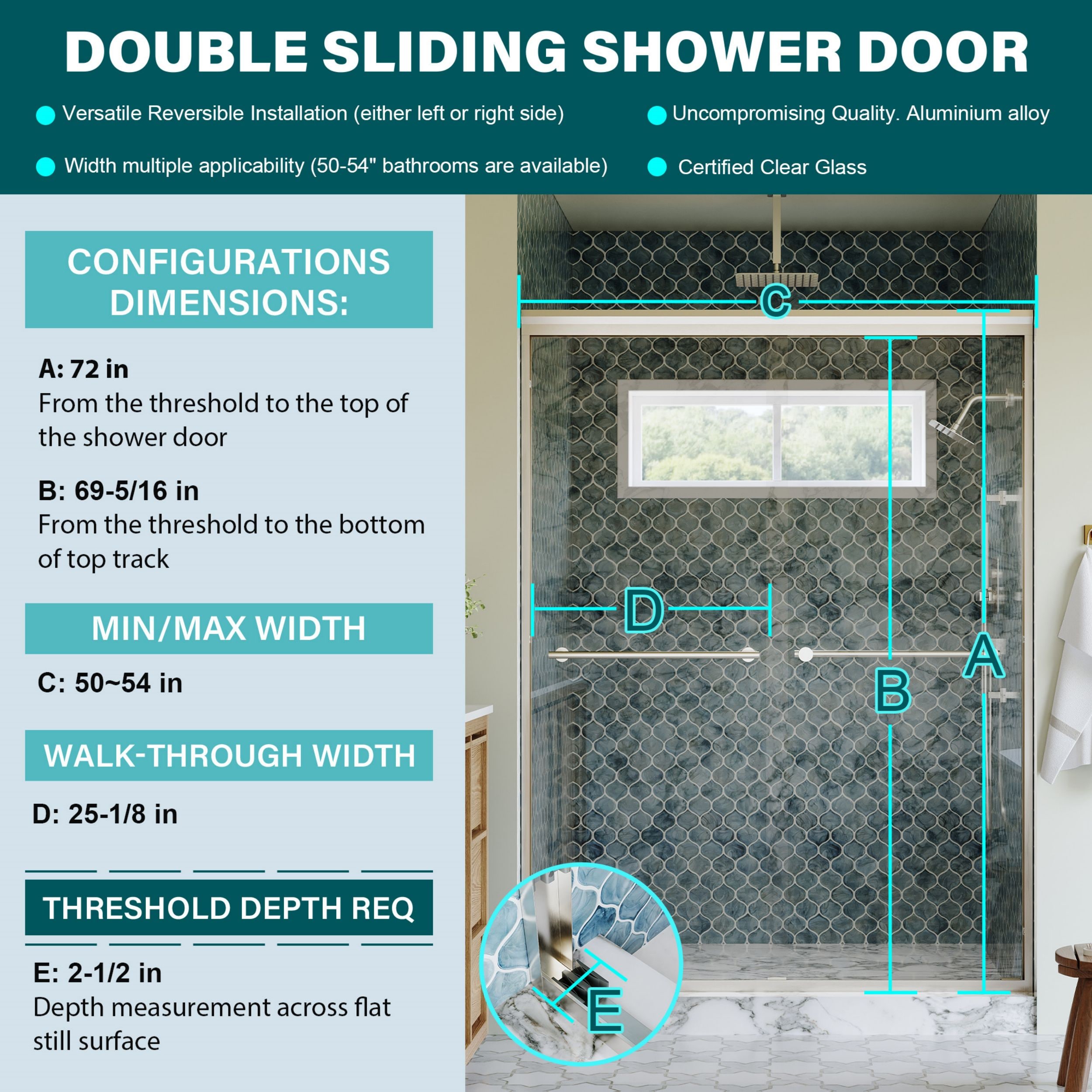 WELLFOR PARA-5472BN Shower-Doors - View #3