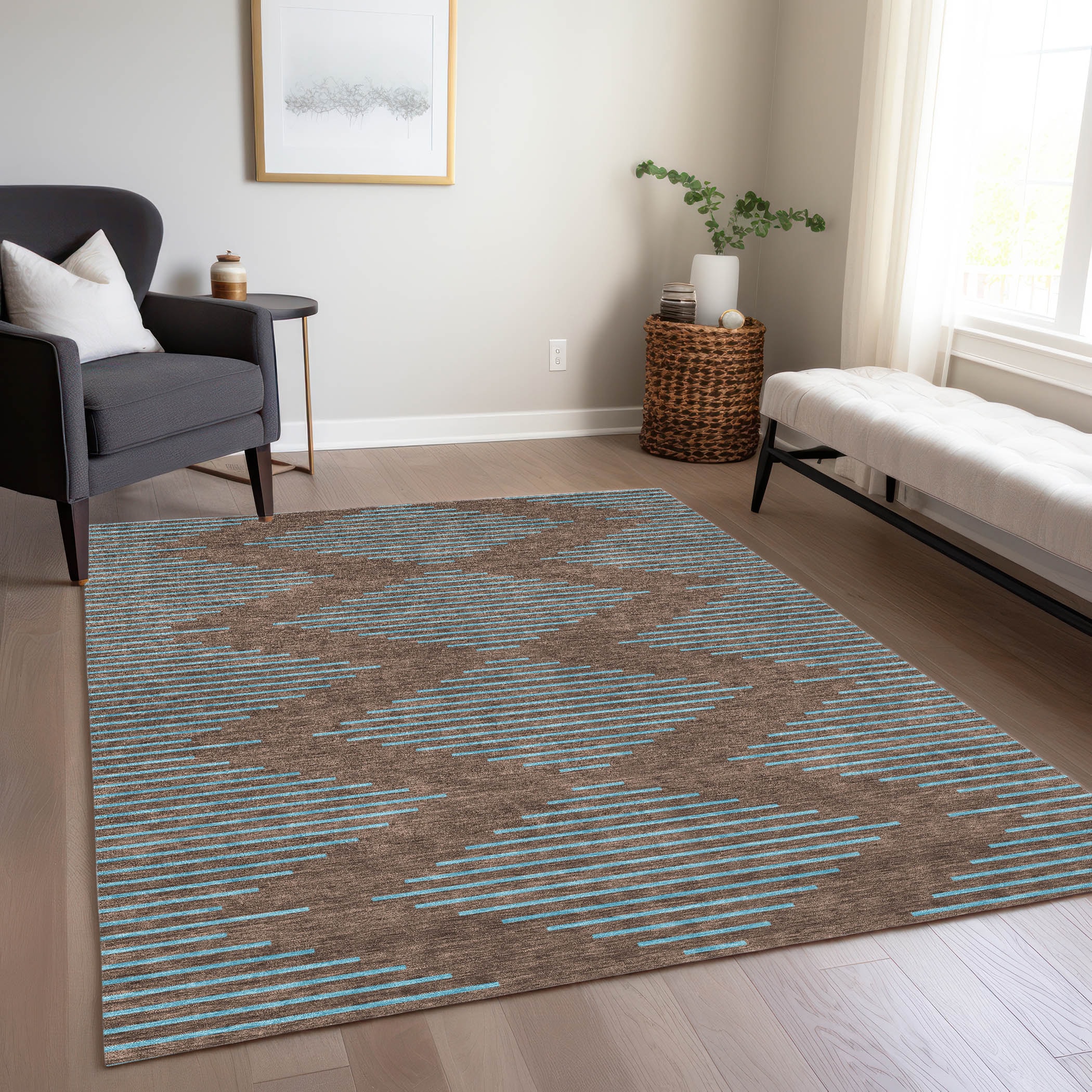 Addison Rugs ACN1017BR30X46 Chantille ACN1017BR 2 x 3 (ft) Polyester Brown Rectangular Indoor/Outdoor Geometric Machine washable Area rug