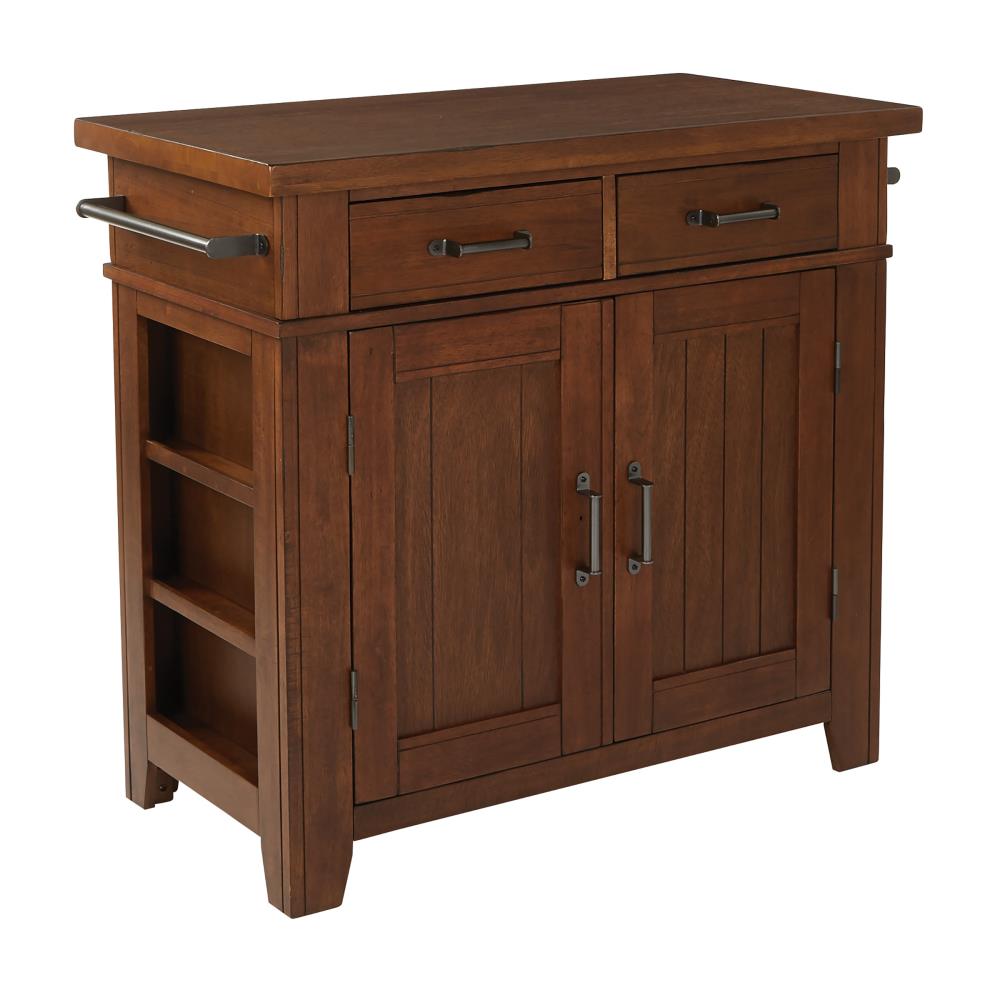 OSP Home Furnishings Brown Wood Base with MDF Wood Top Kitchen Island (39-in x 21-in x 36-in)