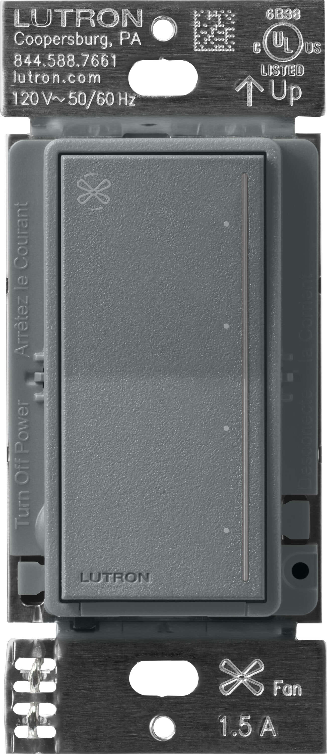 Lutron ST-FSQ-N-SL Sunnata Fan Control 1.5 -Amp 4-speed Touch Fan Control Slate