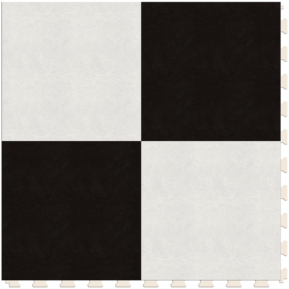 Perfection Floor Tile Black and White 0.05-mil x 20-in W x 20-in L  Interlocking Luxury Vinyl Tile Flooring (16.7-sq ft/ Carton) in the Vinyl  Tile department at