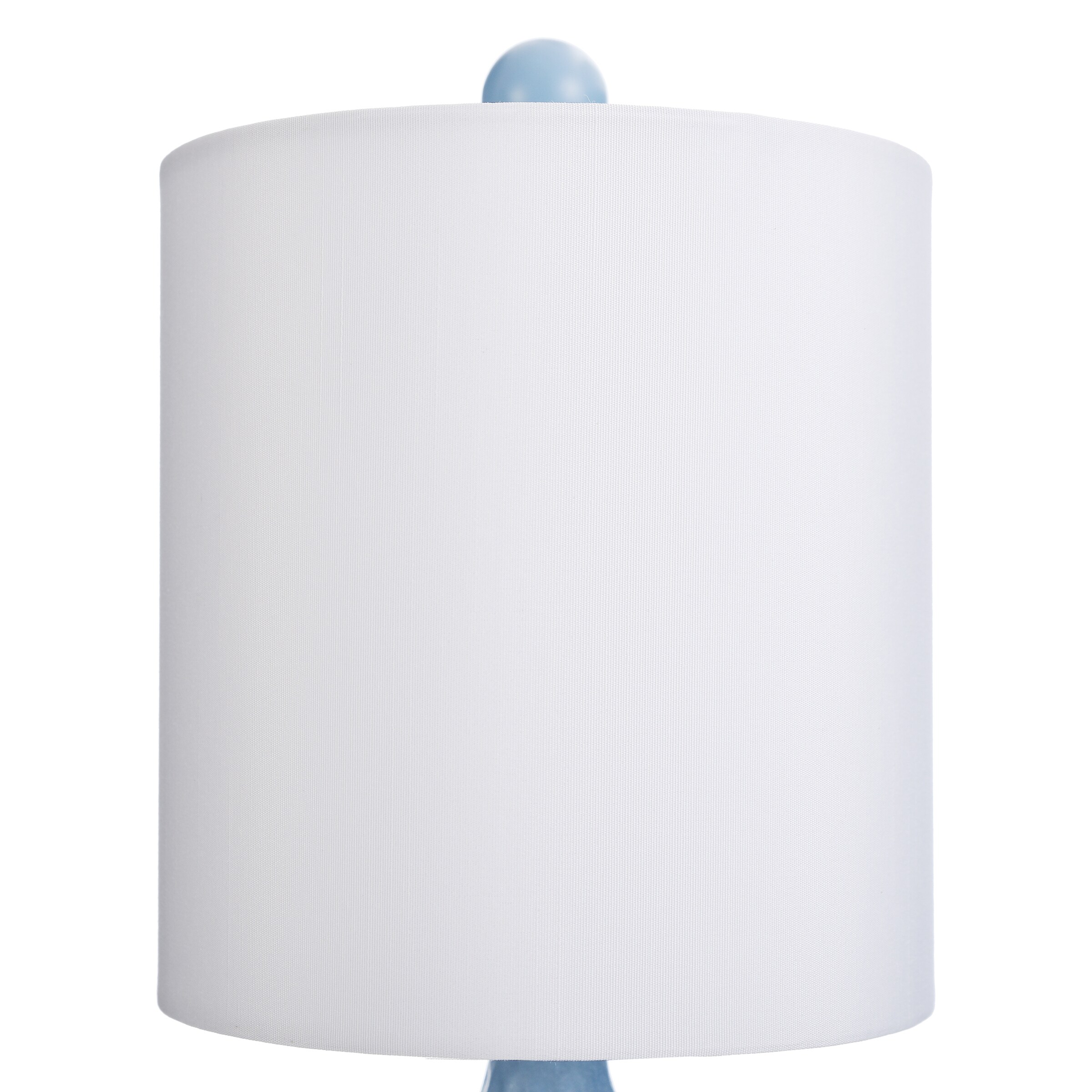 Blue Ceramic Table Lamp with White Hardback Shade